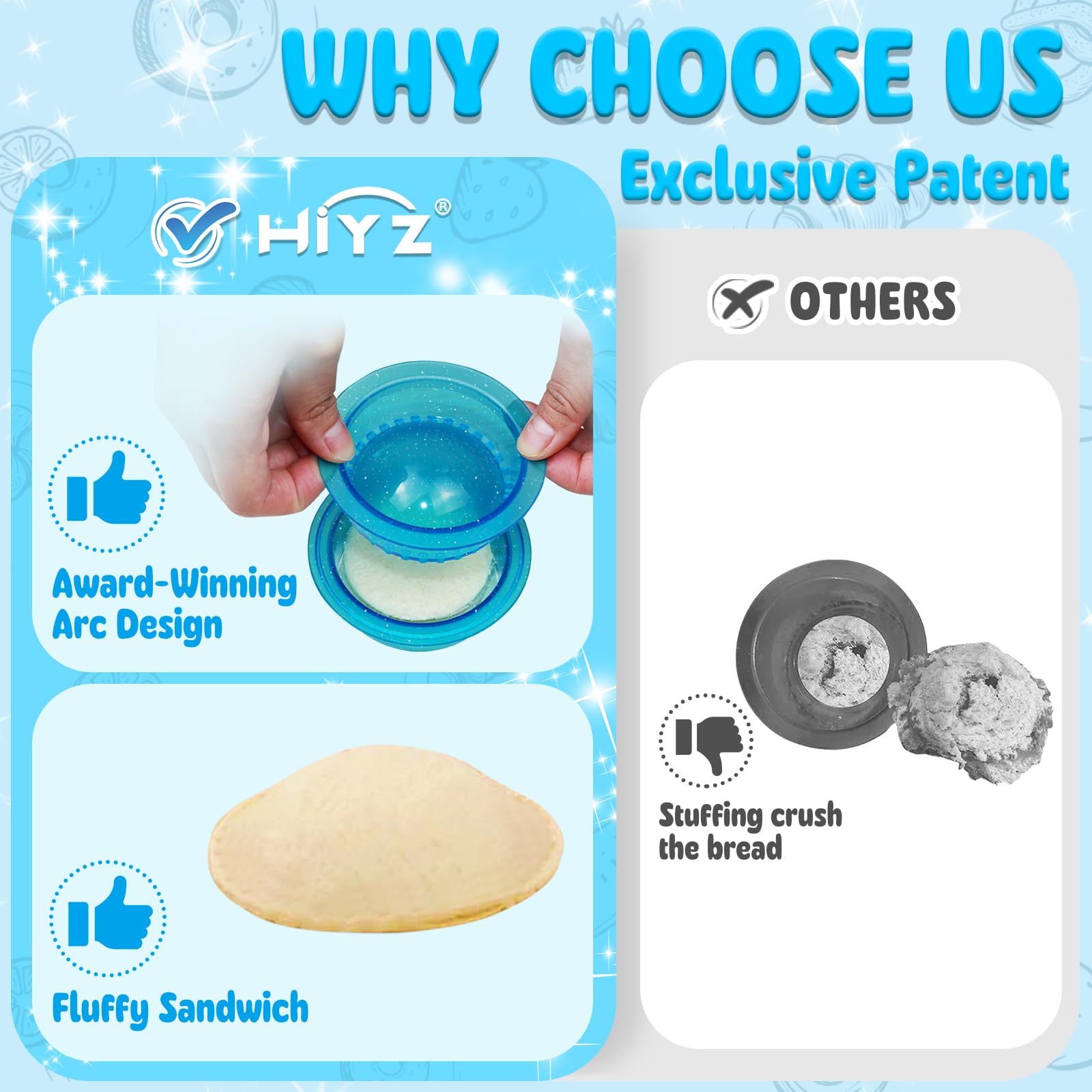 HiYZ Glitter Sandwich Cutter and Sealer Set - 5 PCS Crustless Sandwich Maker for Kids - Peanut Butter & Jelly Cookie Cutter with Sparkling Design - Perfect for School Lunches, Parties and Fun Snack Time