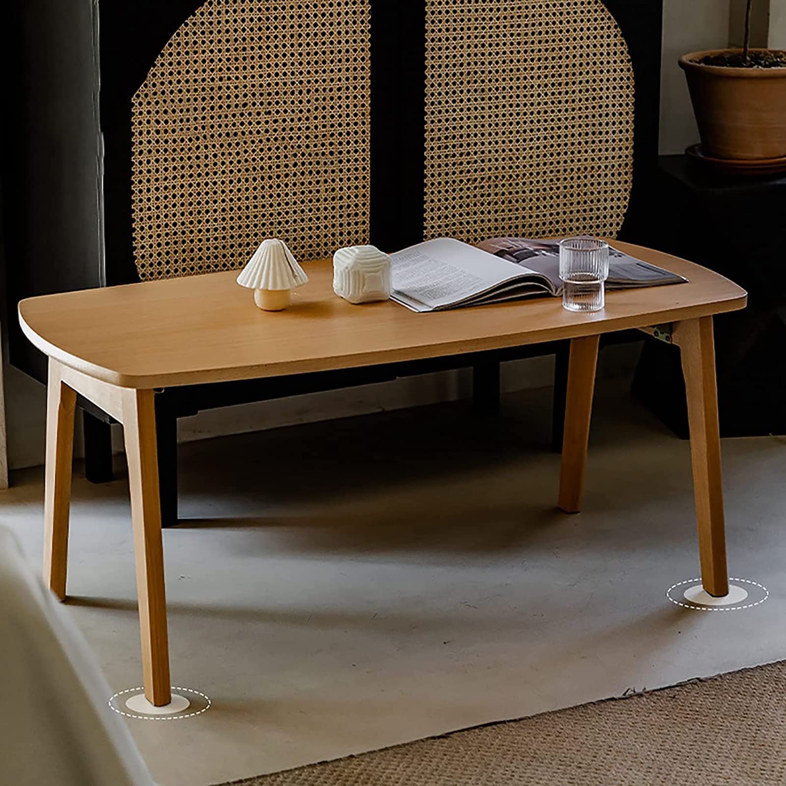 Japanese-Style Solid Wood Folding Coffee Table - 100x50x45cm Low Side Table for Living Room, Sofa, and Leisure Use - Perfect for Small Spaces, Tea Ceremonies, and Floor Seating