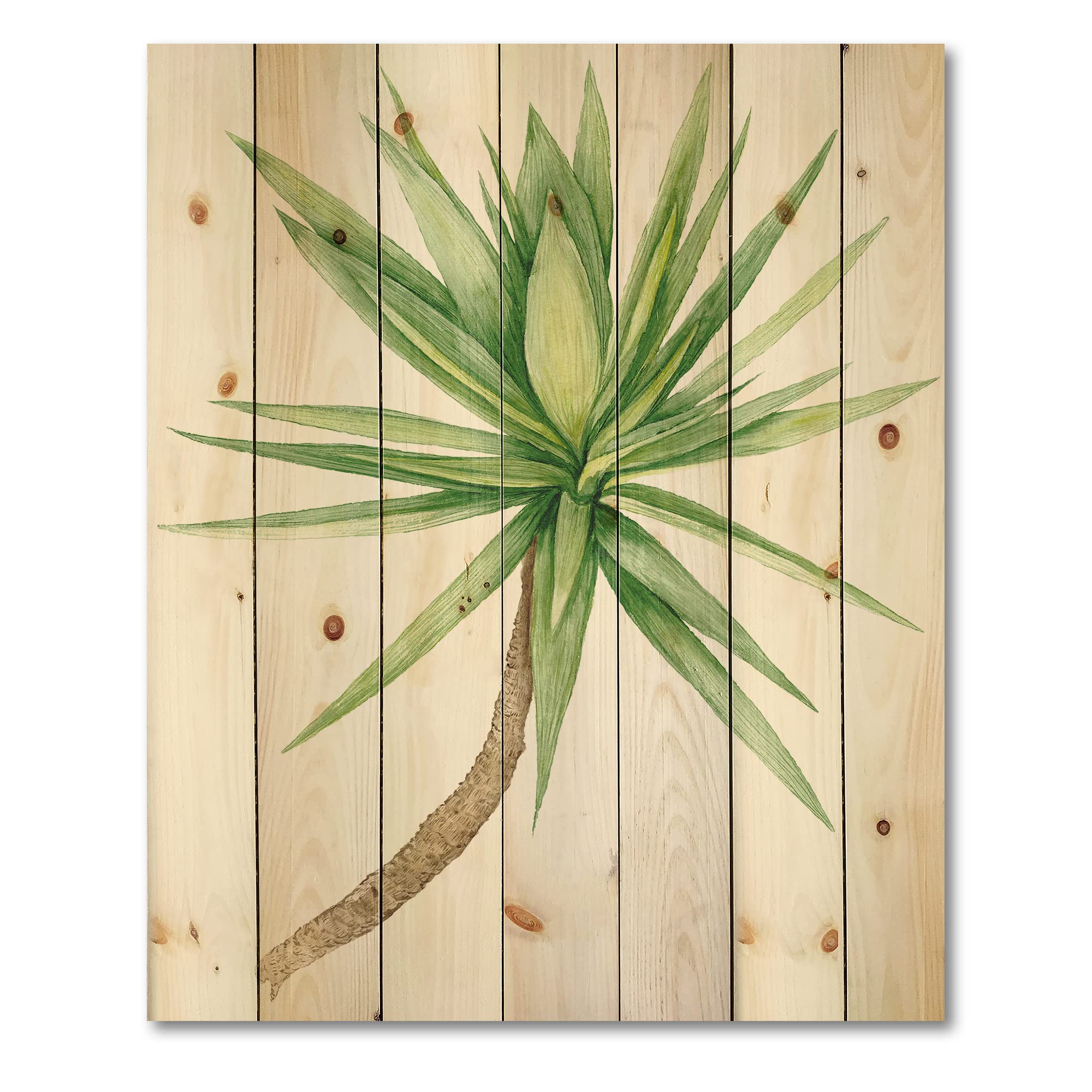 Yucca Tree Wood Wall Decor - Traditional Green Floral Wall Art Panels, Large Pine Wood Wall Hanging for Living Room, Bedroom & Office Decor