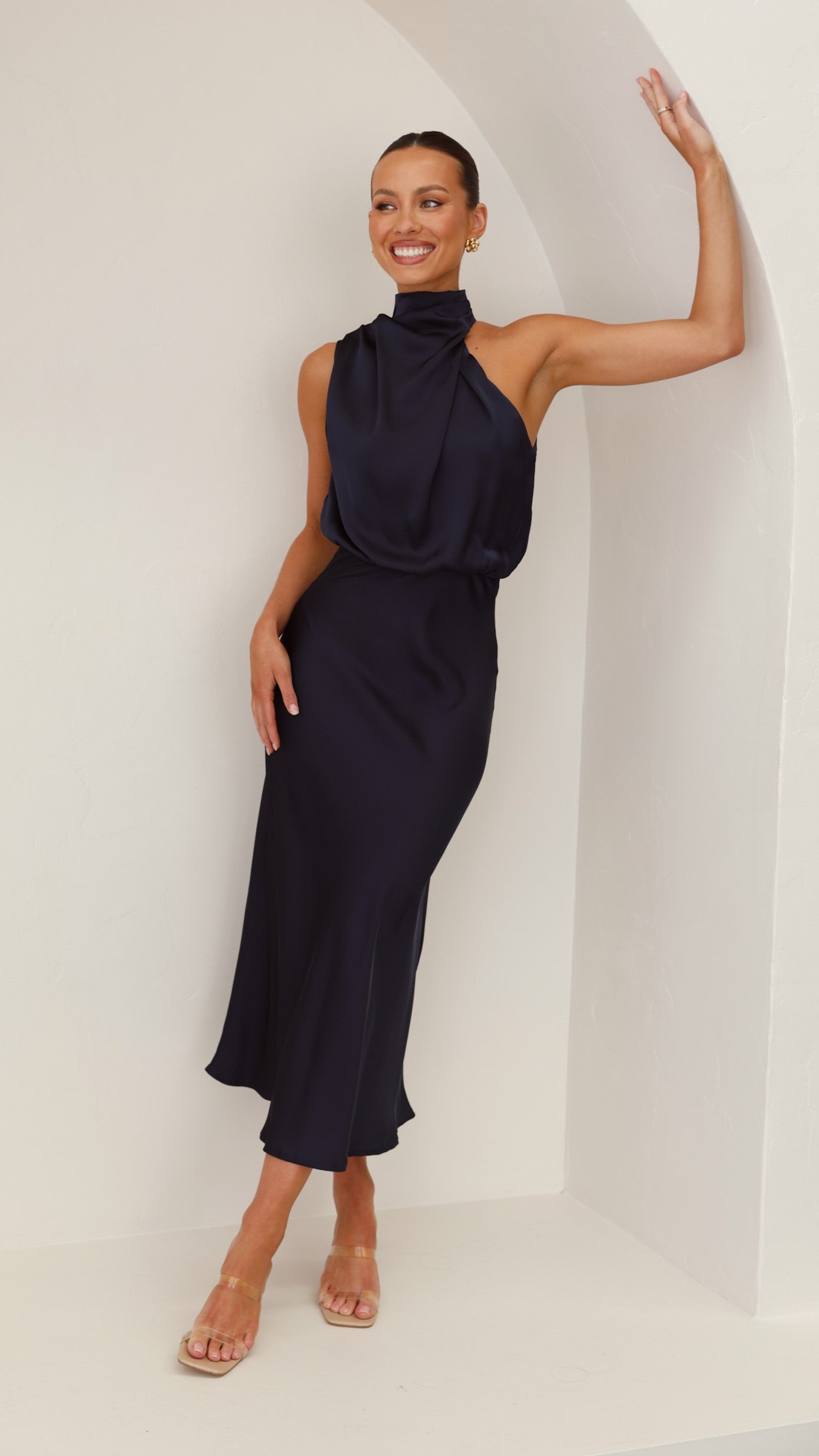 Elegant Esther Maxi Dress in Navy Blue - Perfect for Summer Beach Vacations, Weddings & Casual Outings