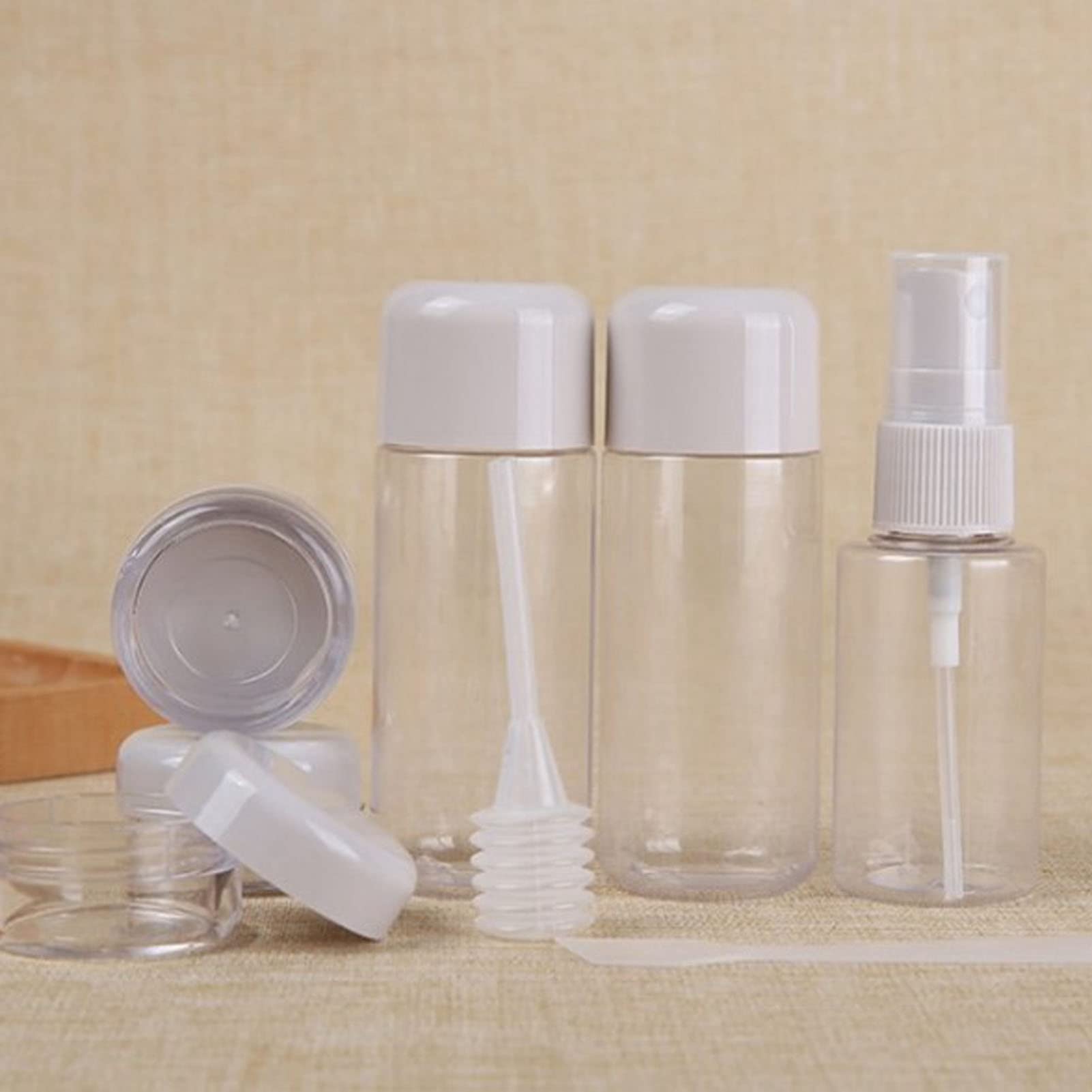 8PCS Travel Bottles Set for Toiletries - Leak Proof Refillable Cosmetic Containers for Lotion, Cream & Liquid | Portable Transparent Toiletry Bottles | Perfect for Air Travel, Gym & Vacation Essentials