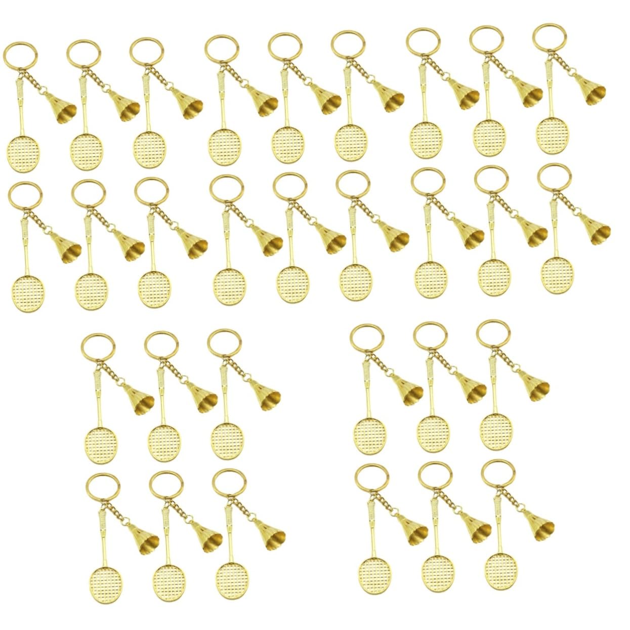 LIFKOME 30 Pcs Badminton Keychain - Metallic Wallet Jewelry Holder Keyring, Tennis Keychain in Golden Zinc Alloy - Perfect for Sports Enthusiasts, Gift Giving & Key Organization