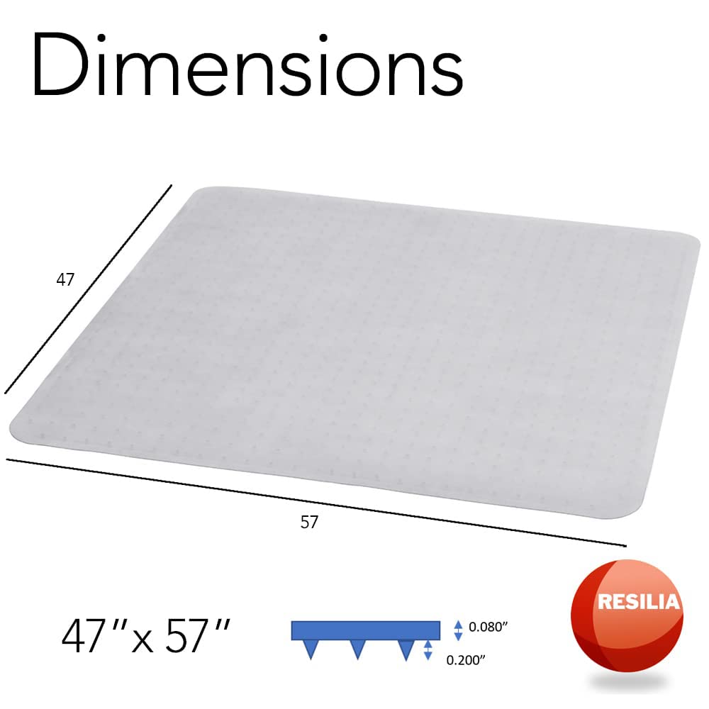 Resilia Clear Office Desk Chair Mat for Low Pile Carpet - 47