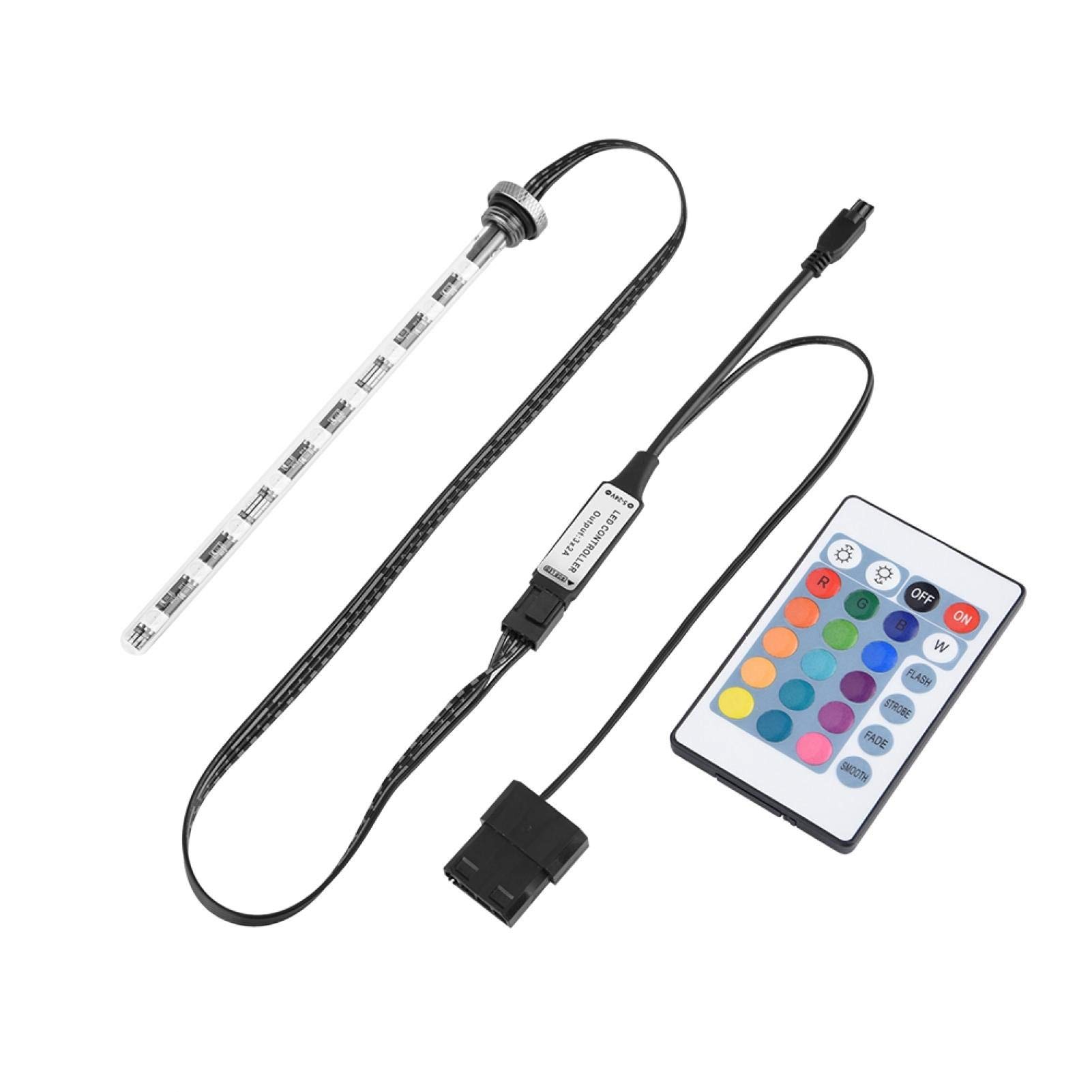 Eboxer RGB LED Strip Light for PC Water Cooling - 17cm 12V 4-Pin Acrylic & Glass Computer Reservoir Lighting | Perfect for Custom Liquid Cooling Builds & Gaming PC Aesthetics