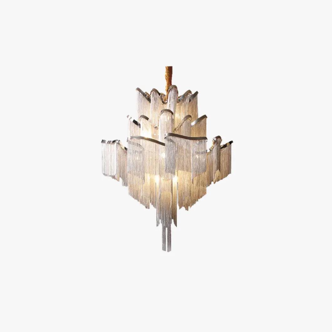 Modern Silver Tassel Pendant Light - Elegant Luxury Chandelier for Dining Room, Bedroom, or Living Room Lighting Decor