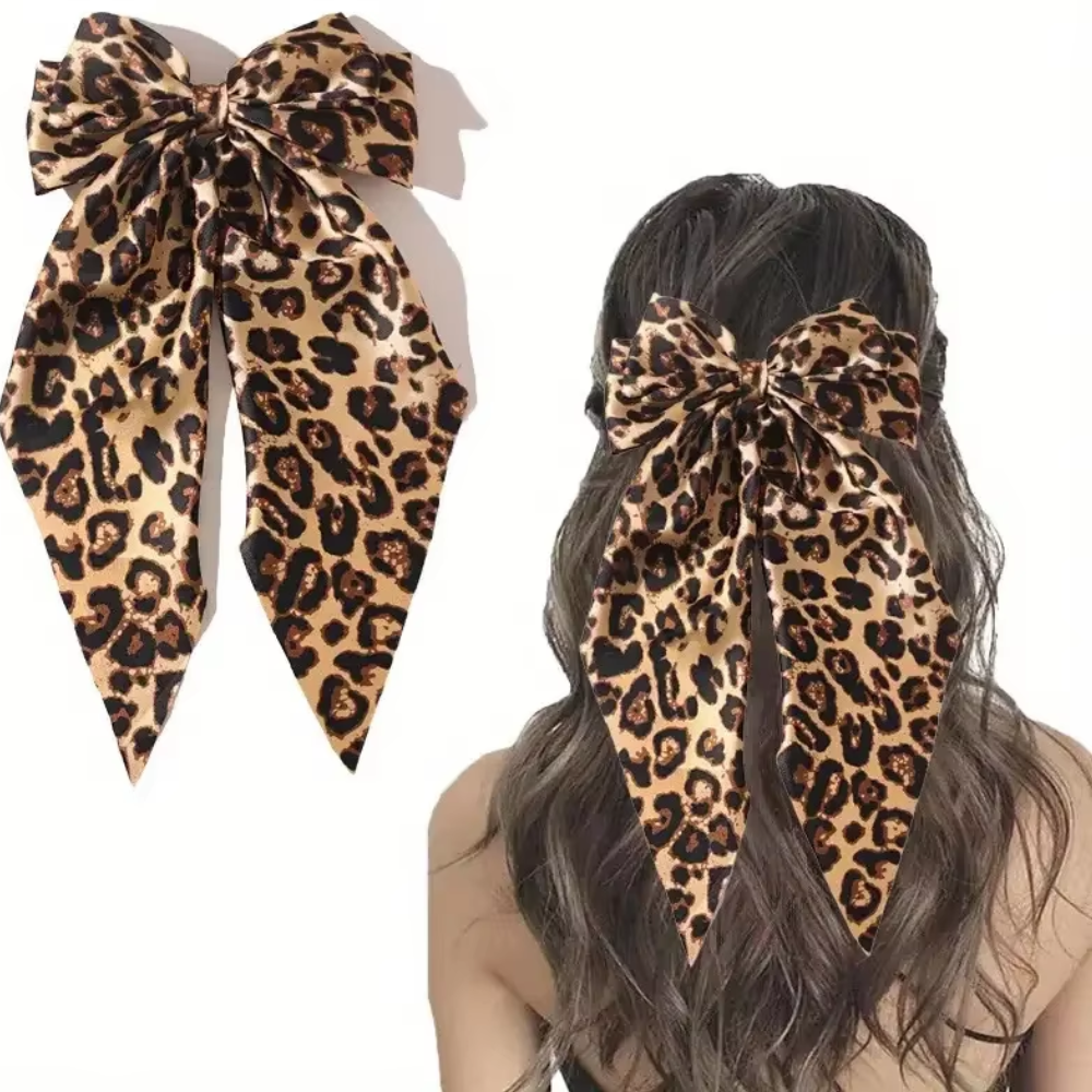 Coquette Leopard Print Maxi Hair Bow - Large Fashion Hair Accessory for Women & Girls | Perfect for Parties, Weddings & Everyday Style