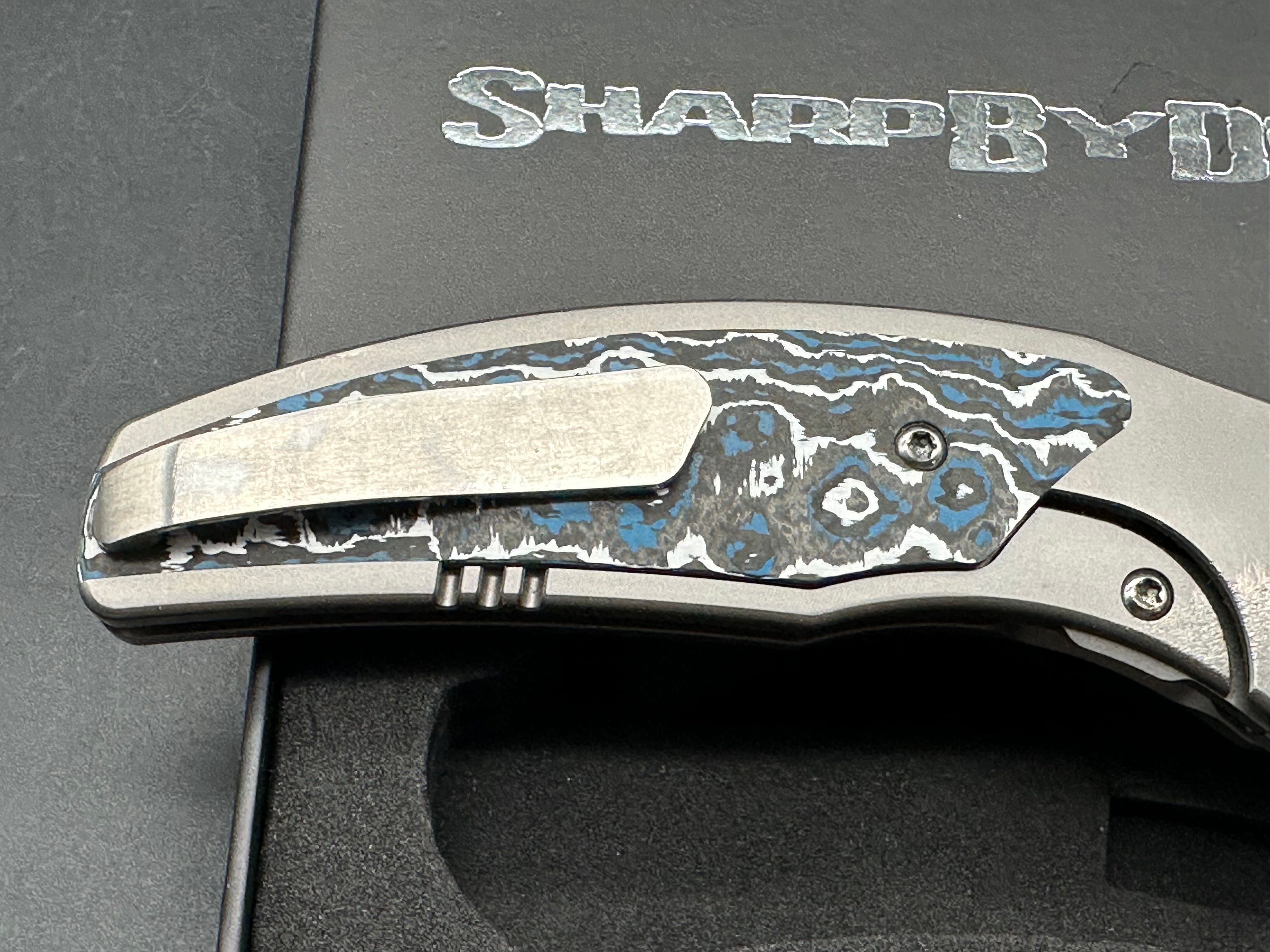 Sharp By Design Mini Chicane Titanium Folding Knife - Frost Fat Carbon Handle & Magnacut Blade - EDC Pocket Knife for Outdoor, Camping & Everyday Carry