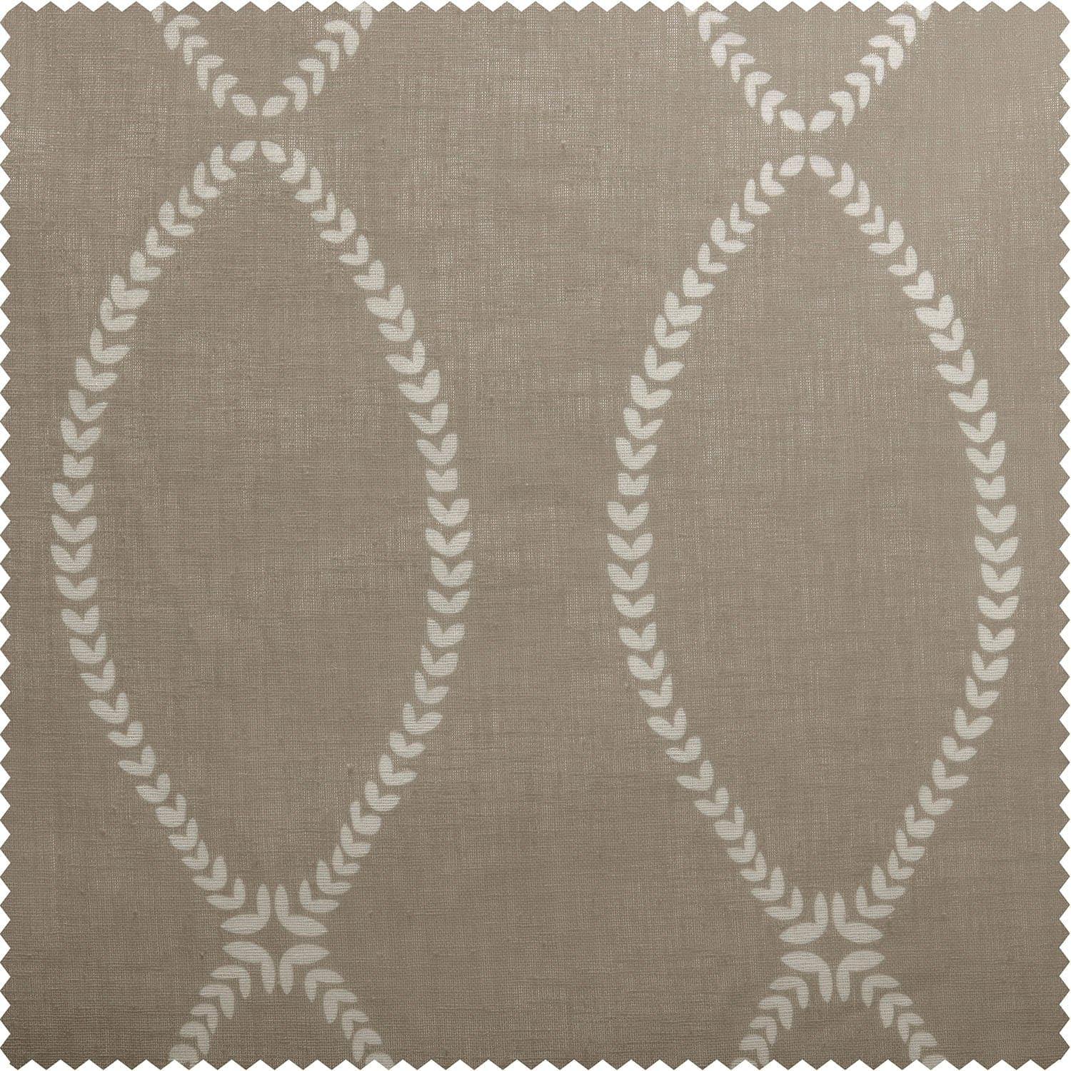 Grecian Taupe Geometric Printed Sheer Custom Curtains - Elegant Window Treatments for Living Room, Bedroom & Dining Room Decor