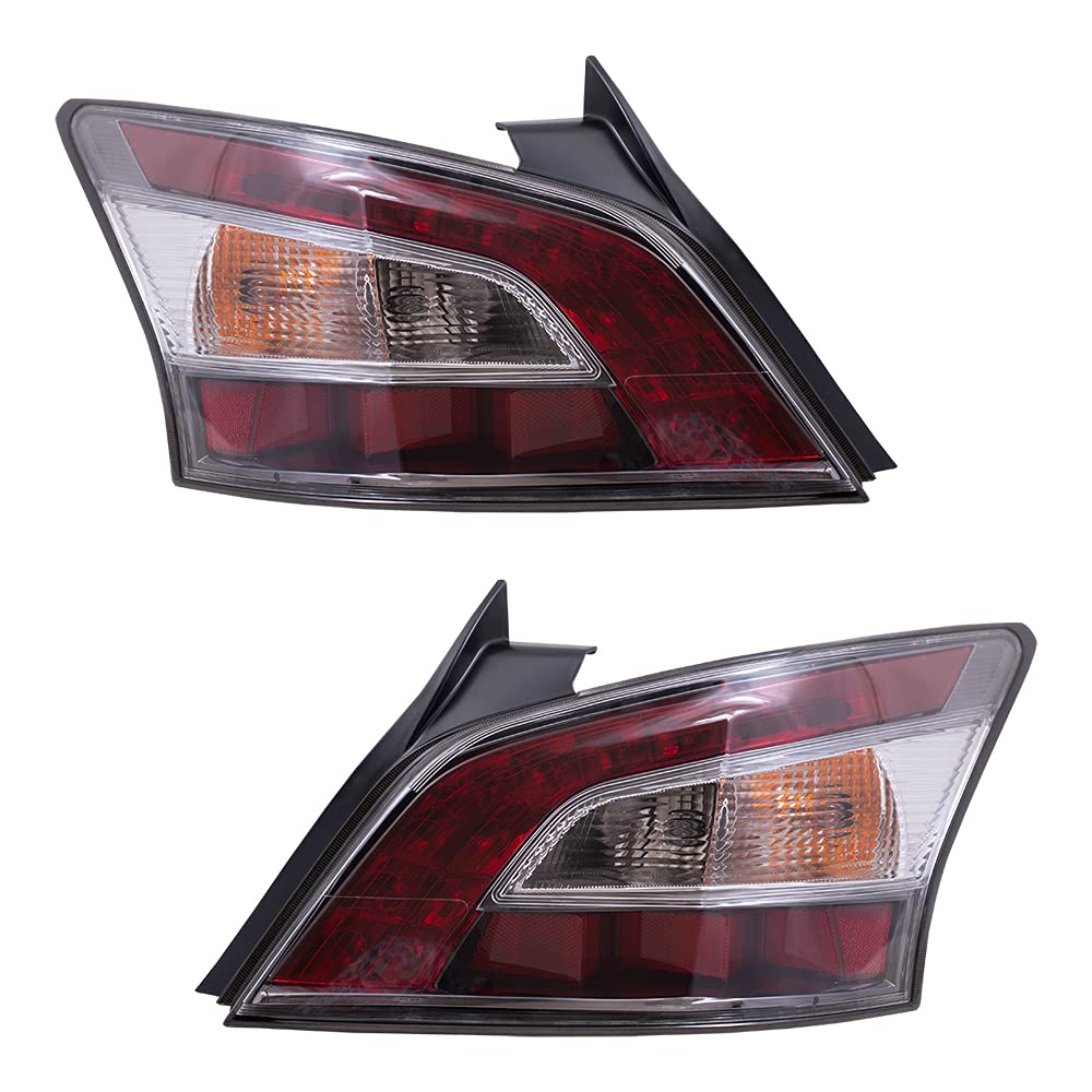 Brock Replacement Pair Set Taillights Tail Lamps for 2012-2014 Nissan Maxima (Part# 26555-9DA0B & 26550-9DA0B) - Durable Aftermarket Tail Light Assembly for Enhanced Night Visibility & Safety