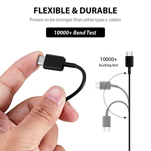 Authentic 8-Inch USB Type-C Fast Charging Cable for Asus ROG Phone II Ultimate Edition - Quick Charge & Data Transfer, White+Black, Ideal for Gaming & On-the-Go Use
