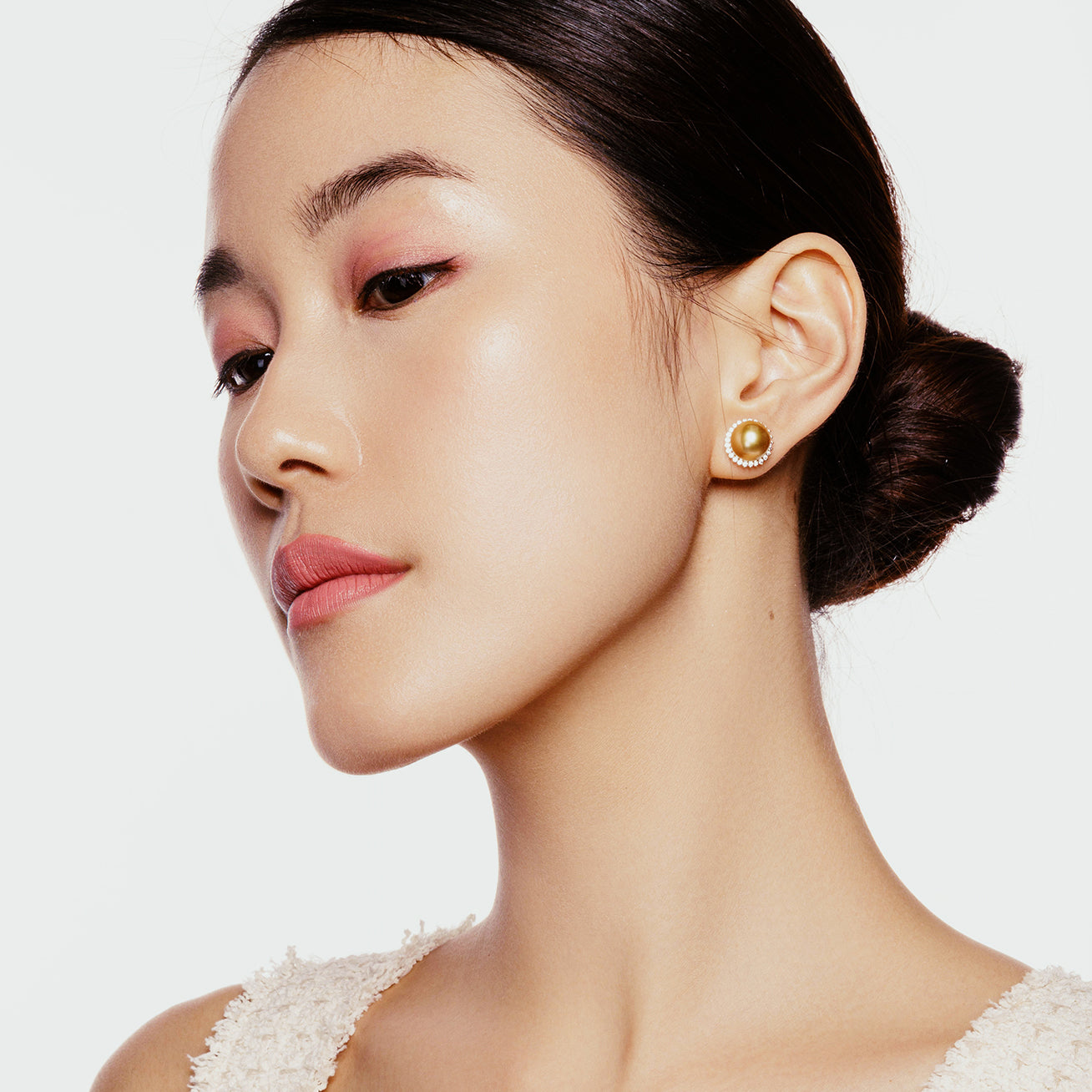 18K Solid Gold South Sea Golden Pearl Earrings KE00226 - Luxury Pearl Jewelry for Women, Elegant Gift for Wedding, Anniversary & Special Occasions
