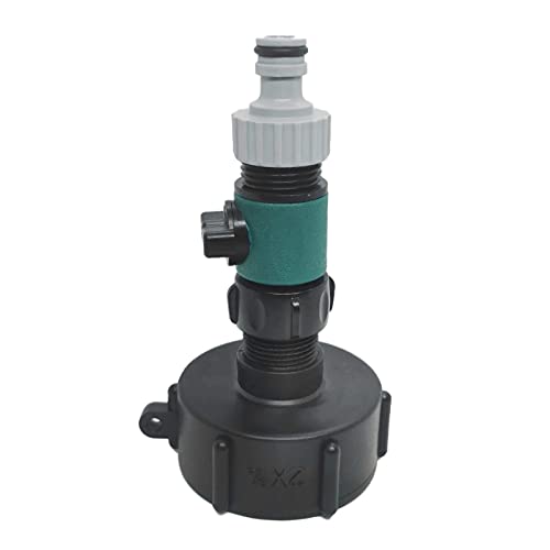 IBC Tote Tank Adapter Valve Fitting - Coarse Thread Drain Adapter for IBC Container to Garden Hose Quick Connect (Green) - Perfect for Water Transfer, Irrigation & Outdoor Gardening