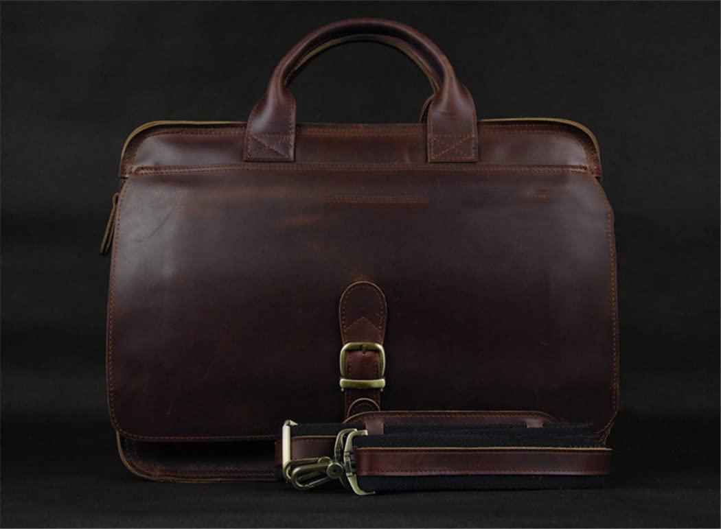 Premium Genuine Leather Men's Laptop Briefcase - Professional Business Portfolio Bag for Office & Travel - Stylish Work Bag for Documents, MacBook & Essentials