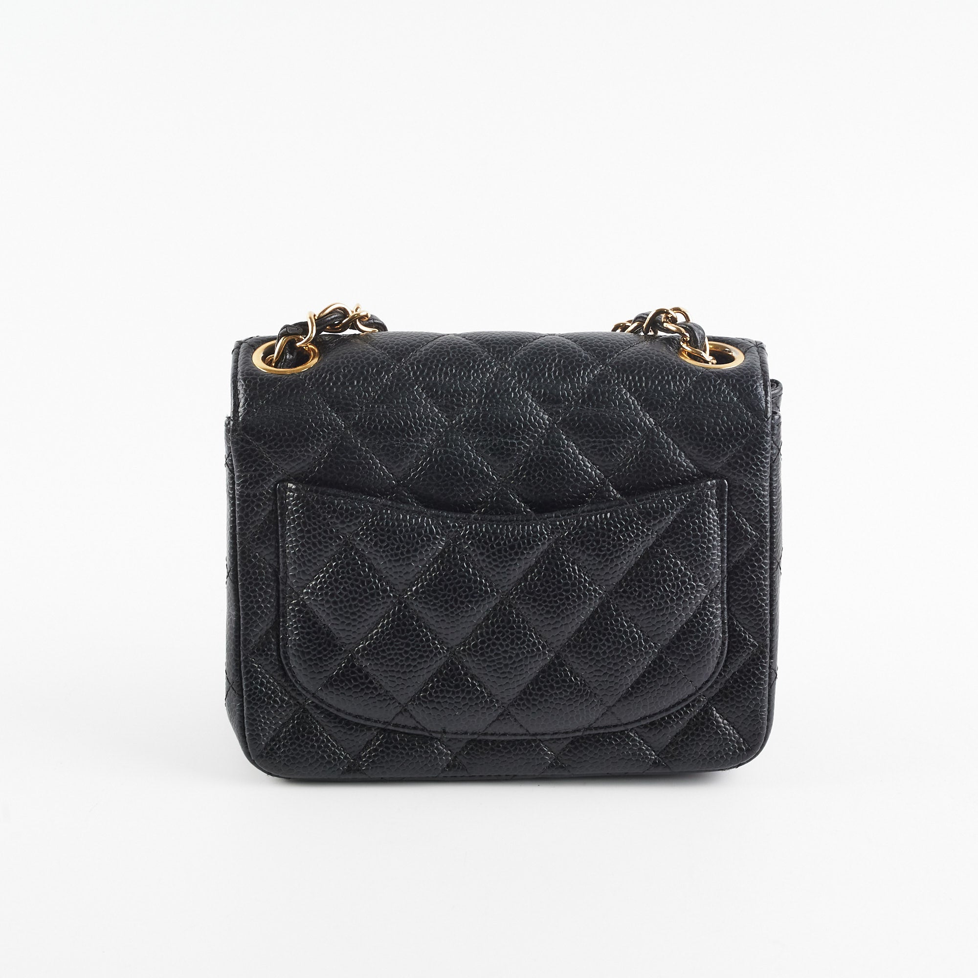 Chanel Caviar Mini Square Flap Bag 24k Gold Hardware Black - Luxury Crossbody Bag for Women, Perfect for Evening Events & Parties