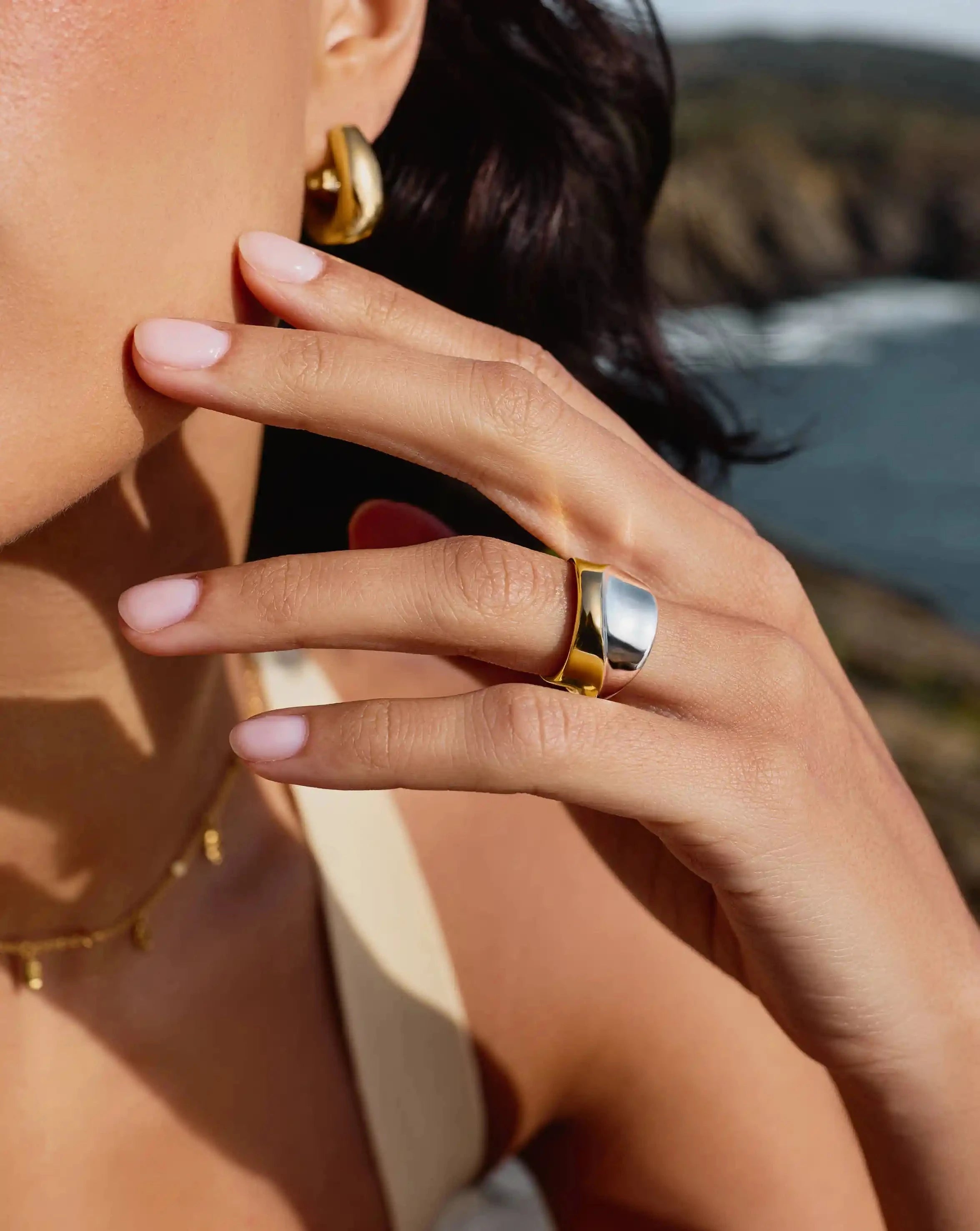 Sculptural Molten Statement Ring | Mixed Metal Jewelry for Women | Unique Handmade Fashion Ring | Perfect for Parties, Weddings & Special Occasions