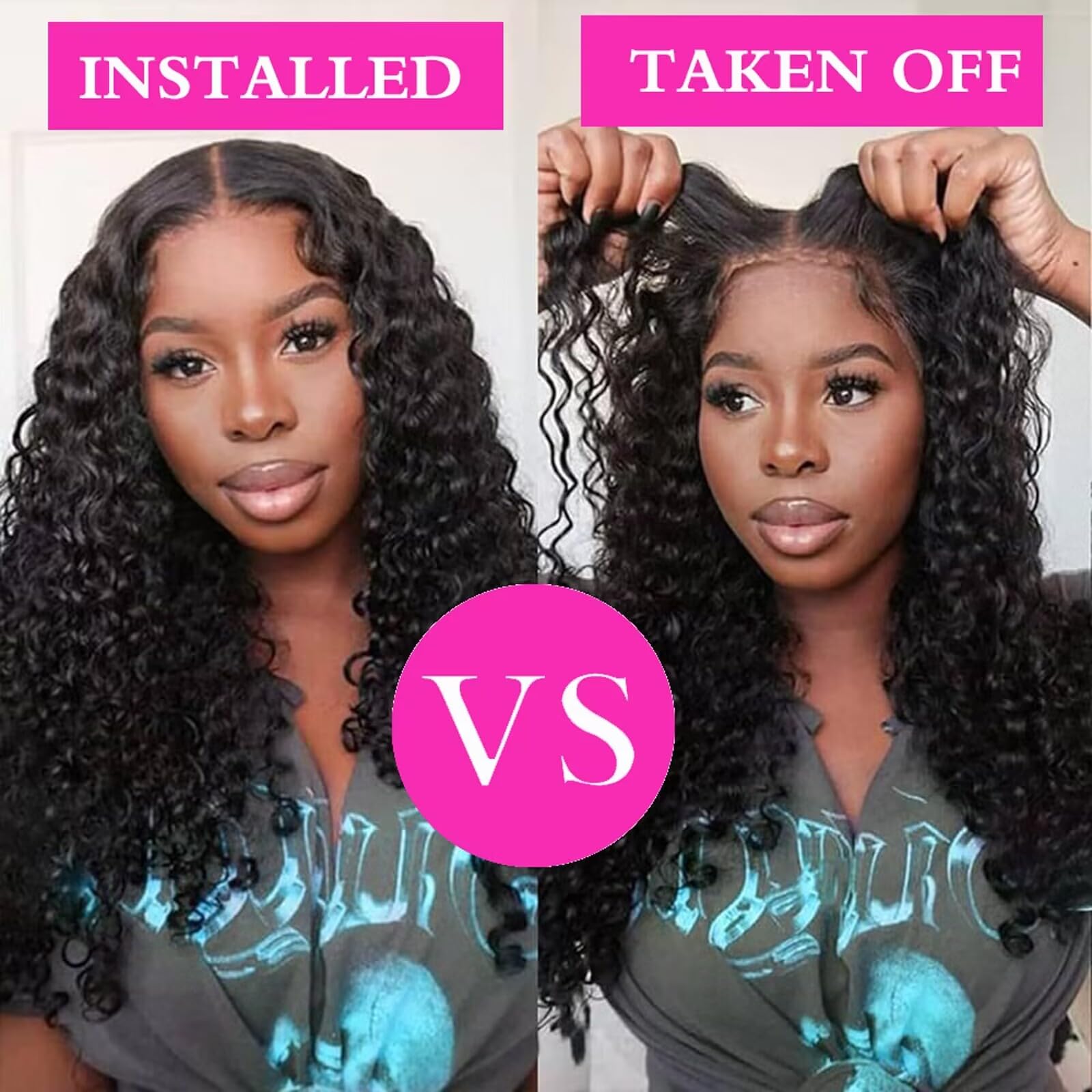 13x4 HD Lace Glueless Human Hair Wigs for Black Women - Pre Plucked Water Wave Lace Front Wigs with 200% Density Deep Curly Frontal | Perfect for Daily Wear, Special Occasions & Protective Styling