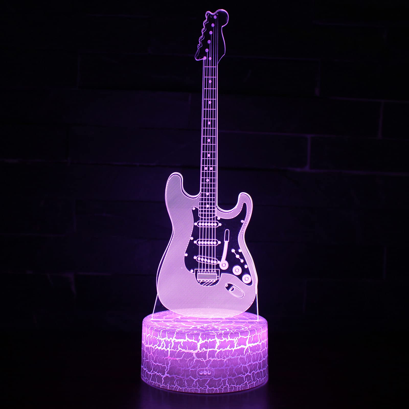 3D Illusion Guitar Lamp - 16 Color Changing LED Night Light for Kids & Adults - Perfect for Bedroom, Nursery, and Relaxation