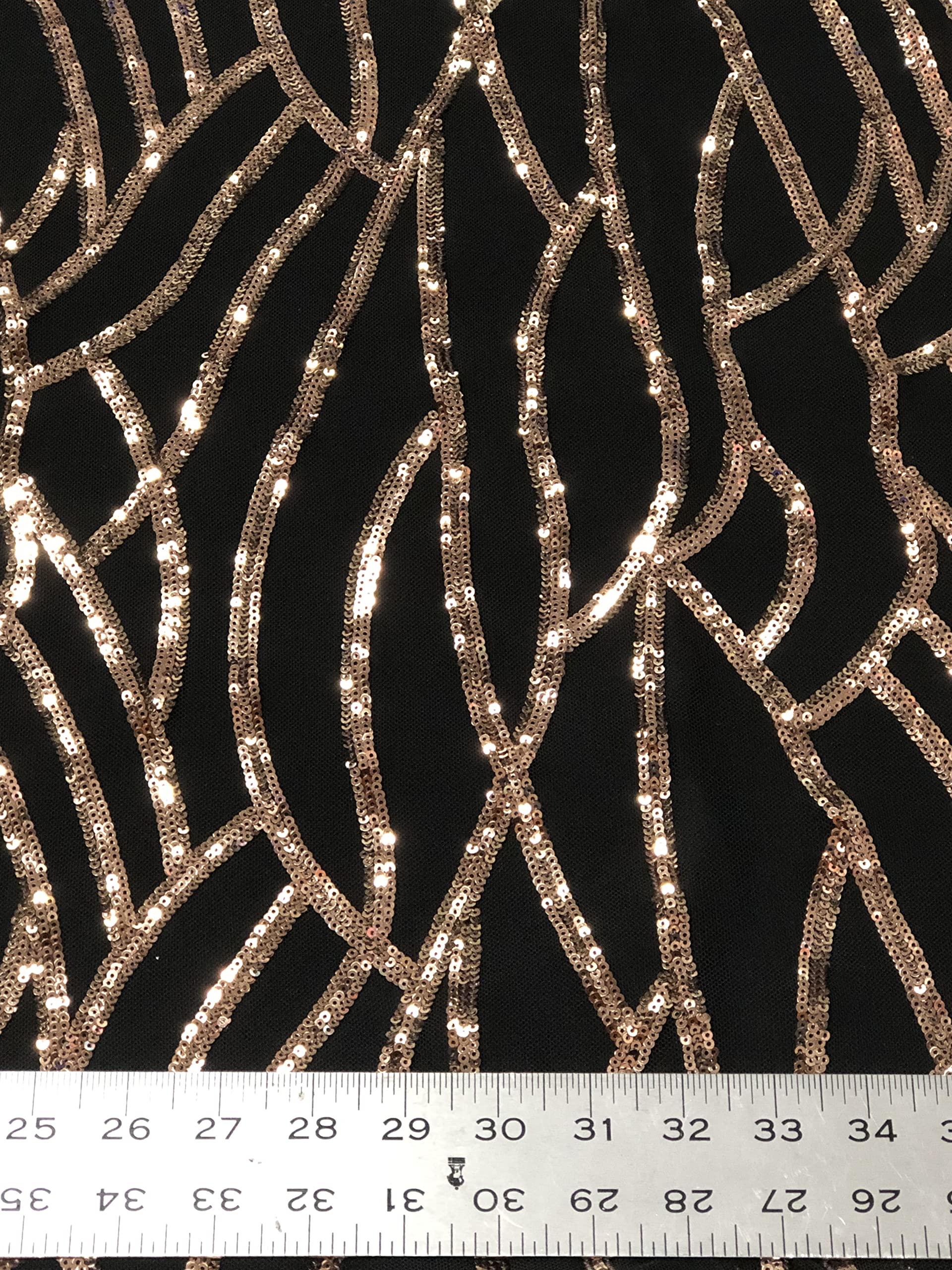 Rose Gold Sequins on 100% Polyester Mesh Fabric by The Yard - Perfect for DIY Costumes, Evening Gowns, and Home Decor Projects