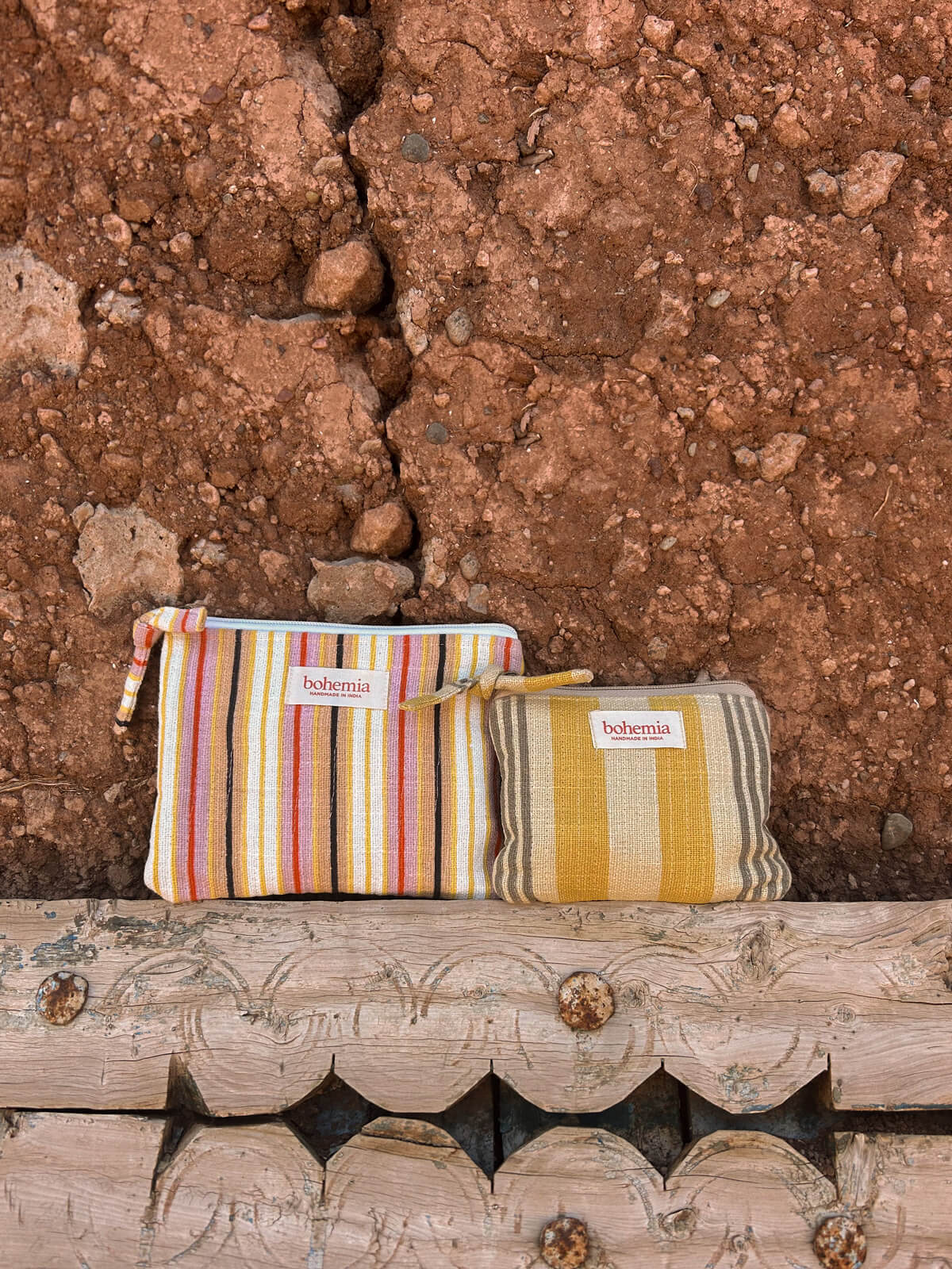 Jaipur Stripe Medium Pouch - Colorful Indian Handmade Clutch Bag for Women | Perfect for Parties, Weddings & Festive Occasions