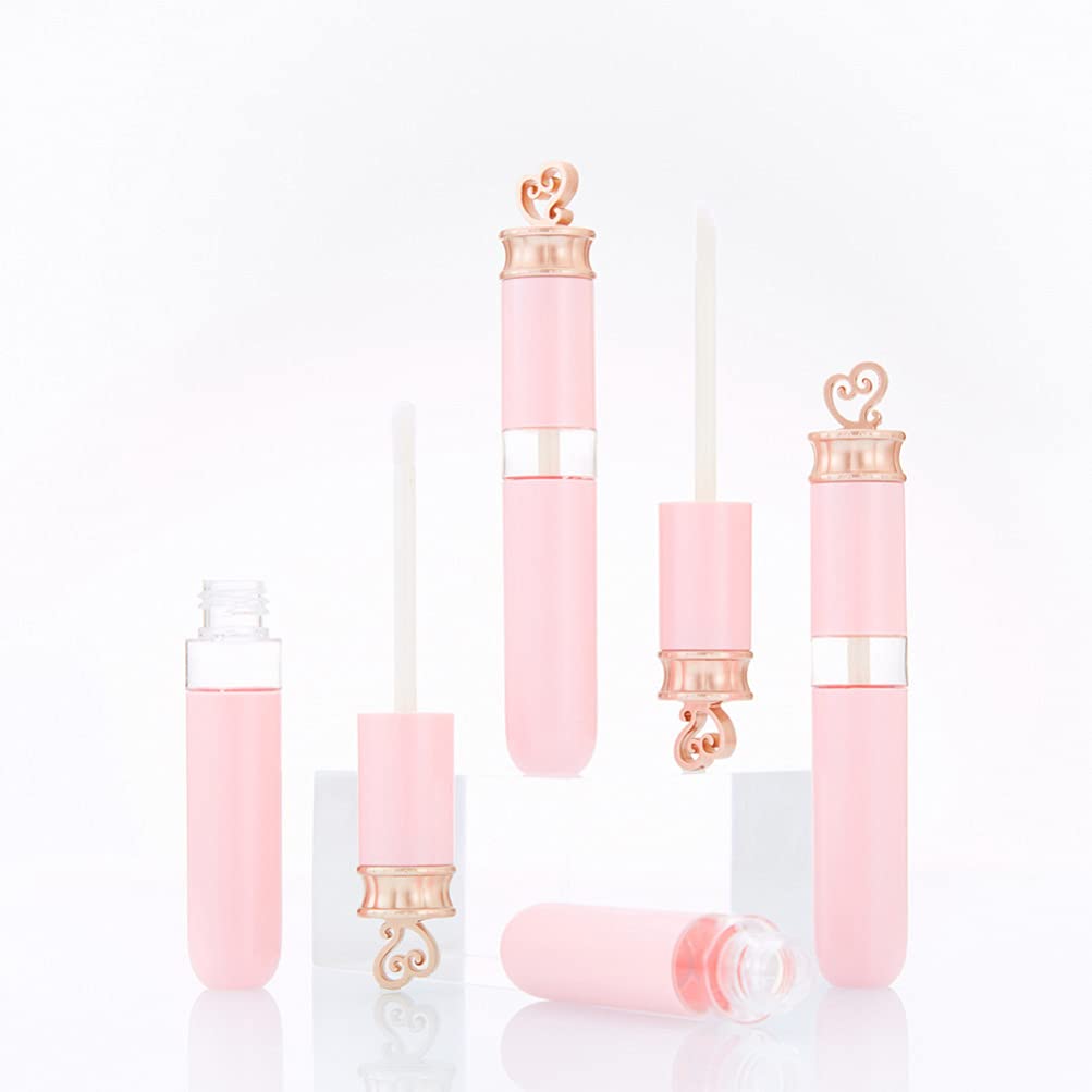 Beaupretty 6 Pack Refillable Lip Gloss Tubes - Clear Travel Size Lipstick Containers with Pink Caps | Perfect for DIY Lip Balm, Makeup Storage & Mini Cosmetic Organizers (PP Plastic Vials)