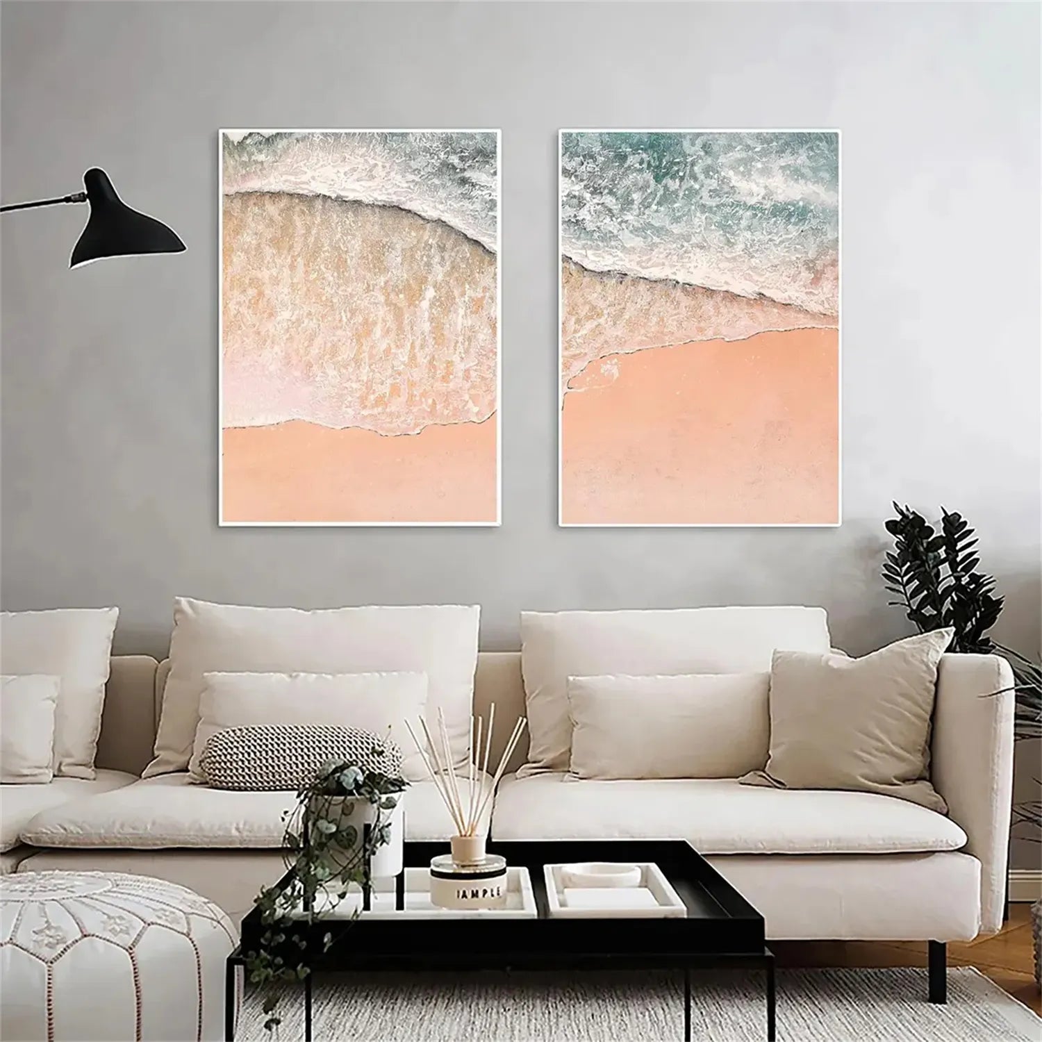 Ocean and Sky Wall Art Set of 2 - Modern Coastal Paintings for Home Decor | Perfect for Living Room, Bedroom & Office