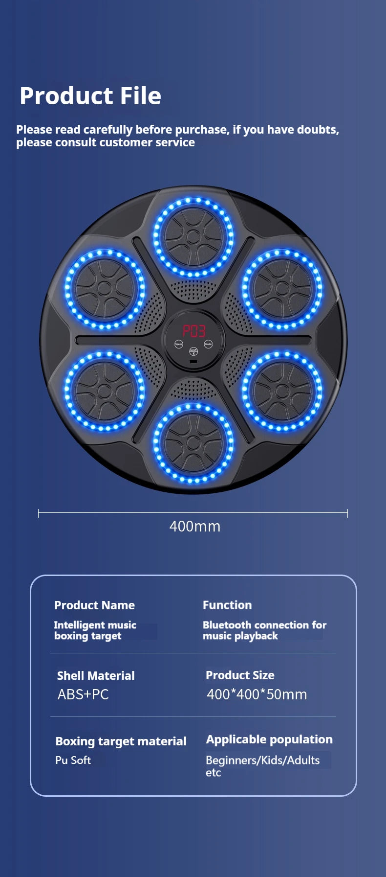 Smart Bluetooth Wall Mounted Music Boxing Trainer - Electronic Punching Bag for Home Gym, Boxing Equipment with Music Sync & Target Practice | Perfect for Cardio, Strength Training & Stress Relief