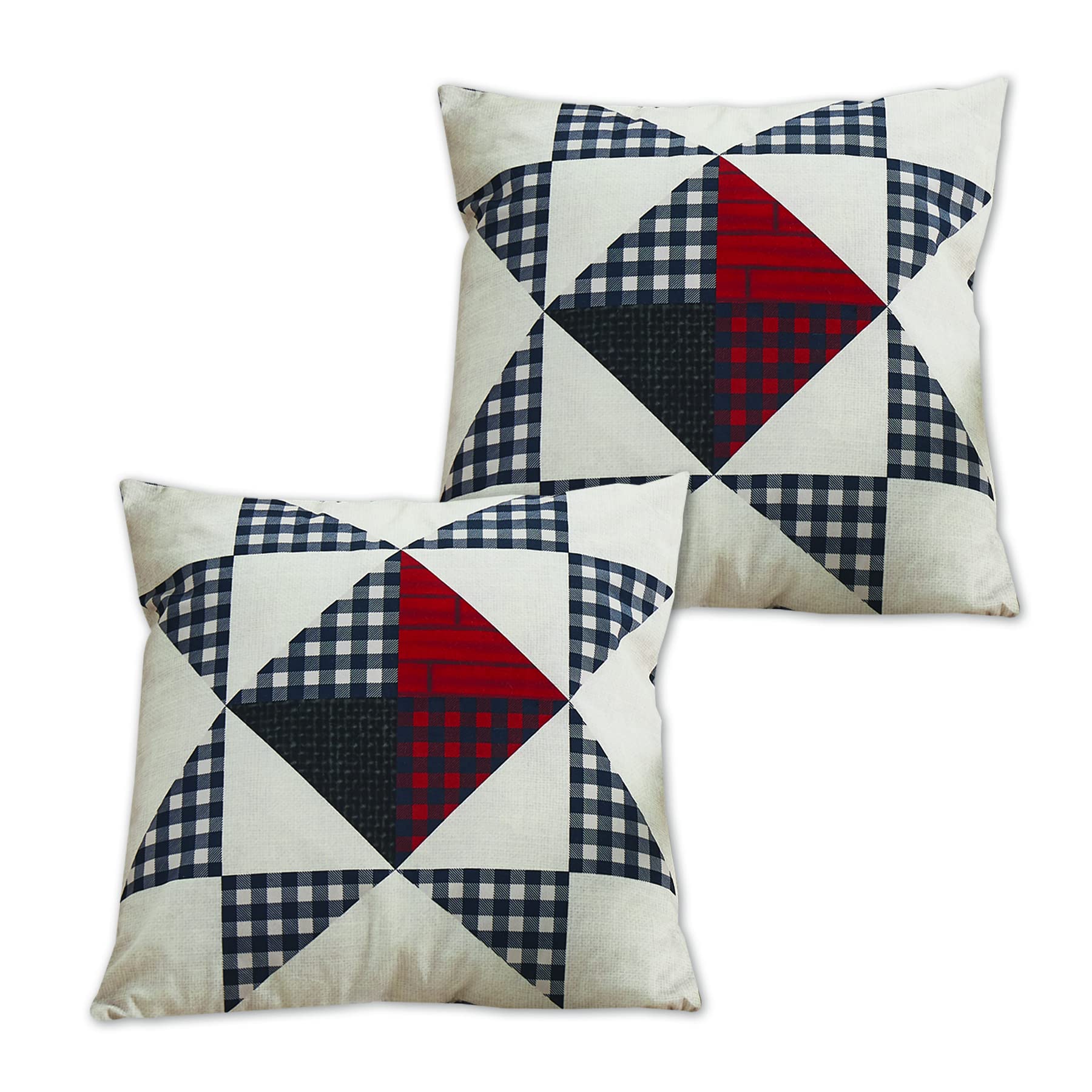 Virah Bella Diamond Star Throw Pillows - Set of 2 (18x18 Inches) - Decorative Farmhouse & Cabin Couch Pillows for Living Room, Bedroom, and Porch Decor