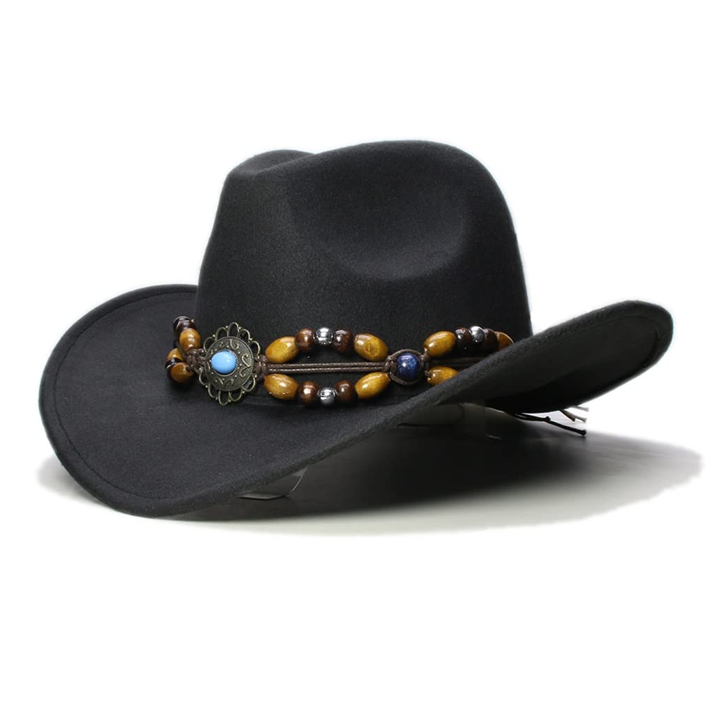 Vintage Wide Brim Cowboy Hat for Men & Women - Western Cowgirl Sun Hat with Ethnic Design - 61cm (Color B) - Perfect for Beach, Jazz Festivals & Outdoor Adventures