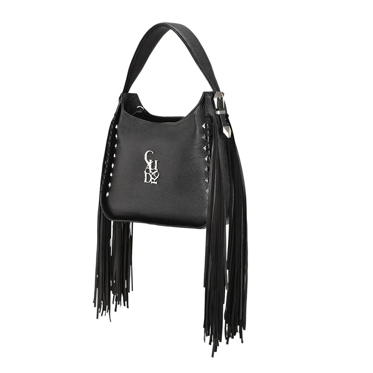 BOD54BN Women's Fashion Leather Fringed Handbag - Stylish Black Crossbody Purse for Casual Outfits, Work & Date Night