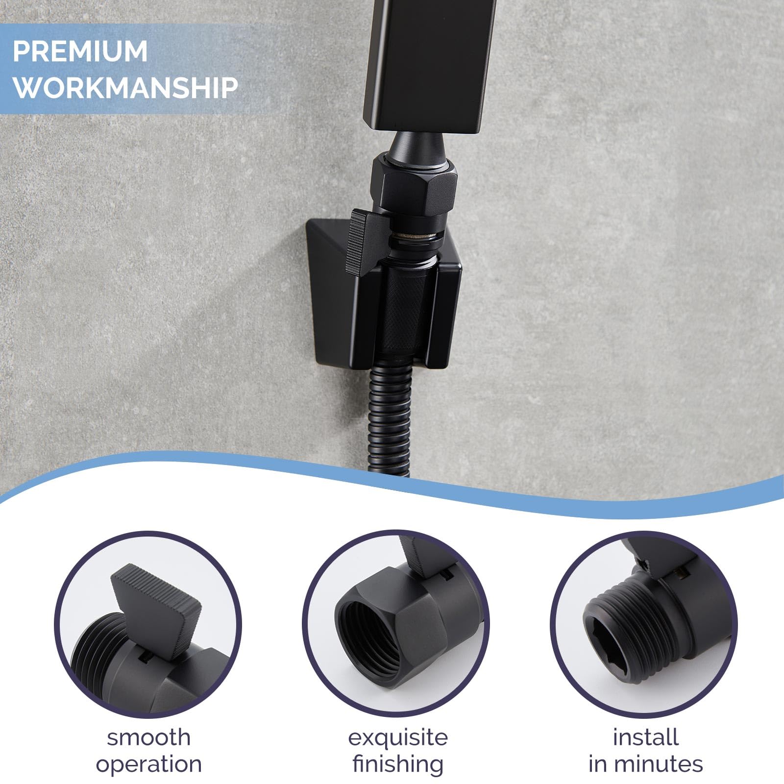 Angle Simple Shower Valve - Brass Water Flow Shut Off Valve for Hand Shower & RV Hose Flow Restrictor in Matte Black | Perfect for Bathroom Renovation, RV Plumbing & Water Conservation