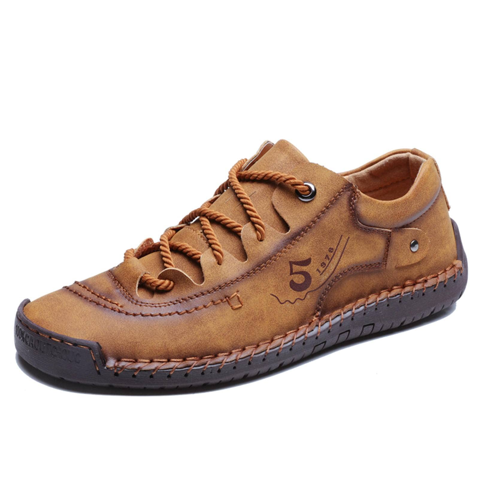 2021 New Men's Casual Leather Loafers - Handmade Comfortable Moccasin Sneakers for Men | Premium Split Leather Flat Shoes | Perfect for Office, Travel & Daily Wear
