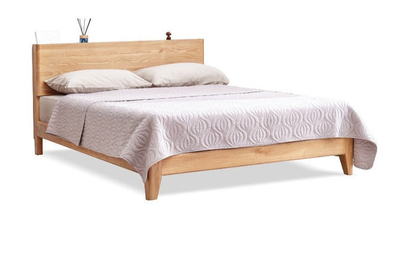 Solid Oak Wood LED Bed Frame with Built-in Lighting - Perfect for Modern Bedrooms, Guest Rooms, and Cozy Home Decor