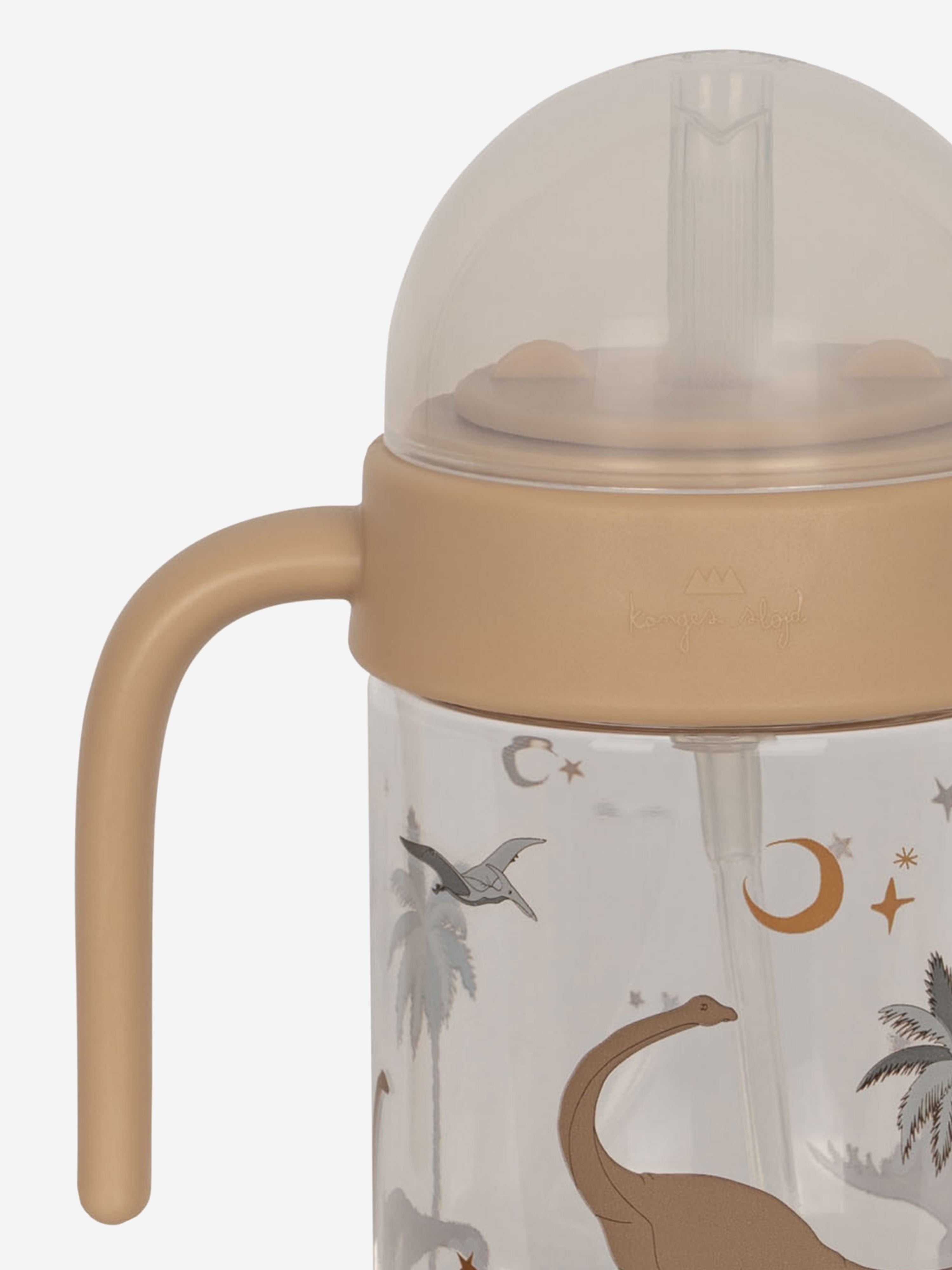Beige Baby Dinosaur Water Bottle with Handle - 15cm Cute Kids Drinking Bottle for School, Travel & Outdoor Activities
