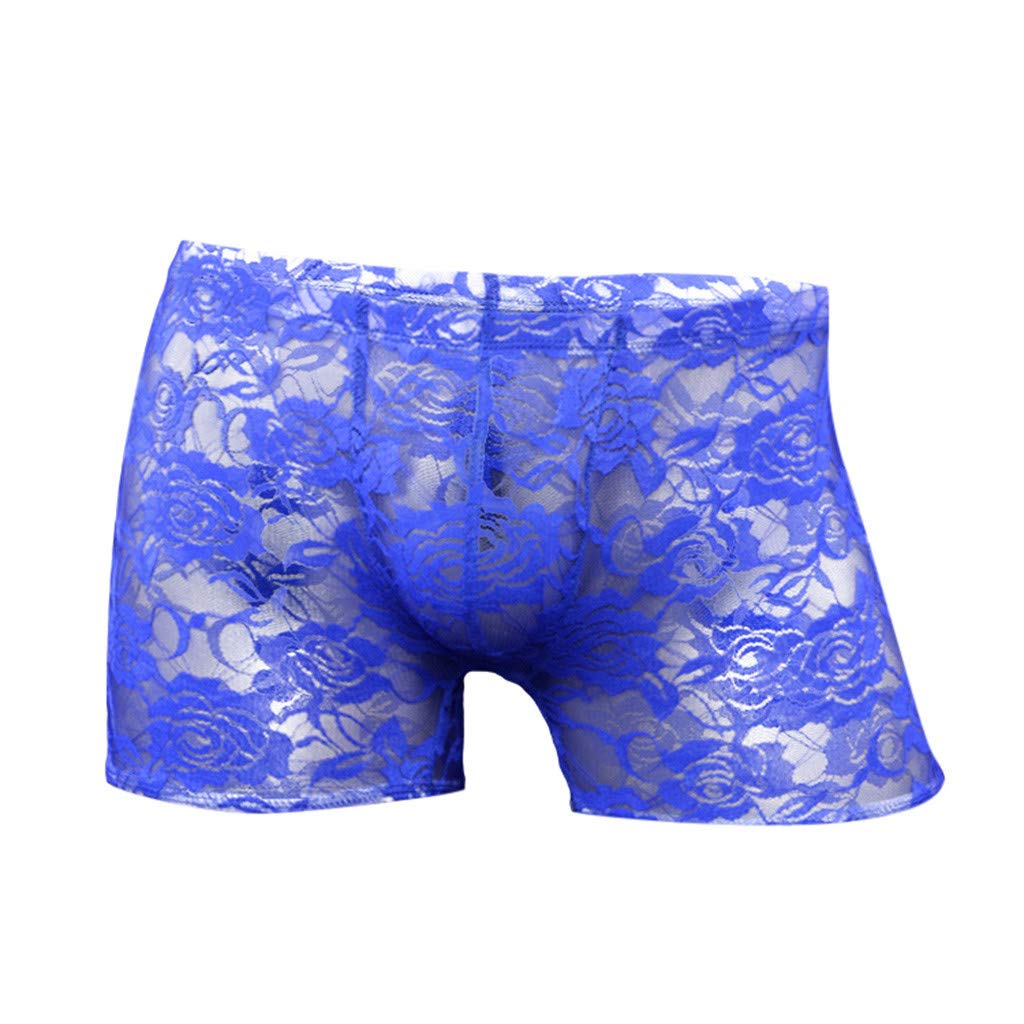 Sexy Transparent Lace Boyshort Underwear for Men - Low Waist Mesh Underwear with Rose Design | Perfect for Sleepwear, Lingerie & Sensual Moments