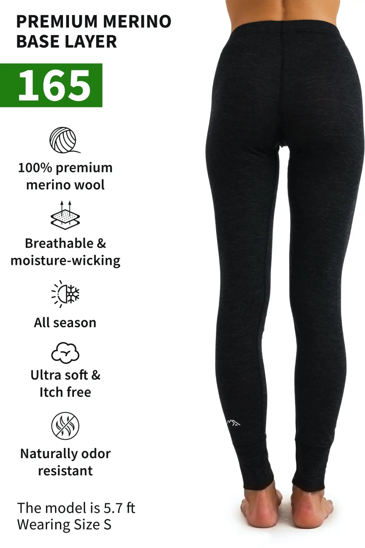 Women's Merino Wool Pants - 165 GSM Heathered Black | Warm & Comfortable Winter Hiking & Travel Pants for Outdoor Activities