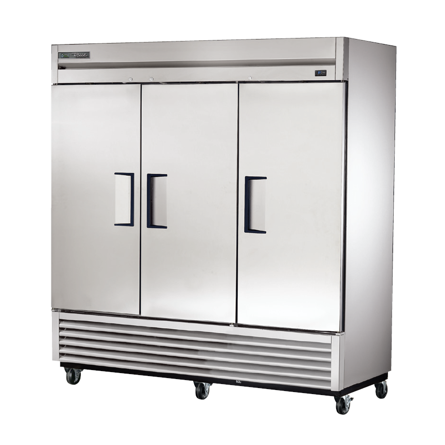 True Commercial TS Series TS-72HC-78 Reach-In Refrigerator - 3 Solid Doors, Stainless Steel, Energy Efficient - Perfect for Restaurants, Cafes & Commercial Kitchens