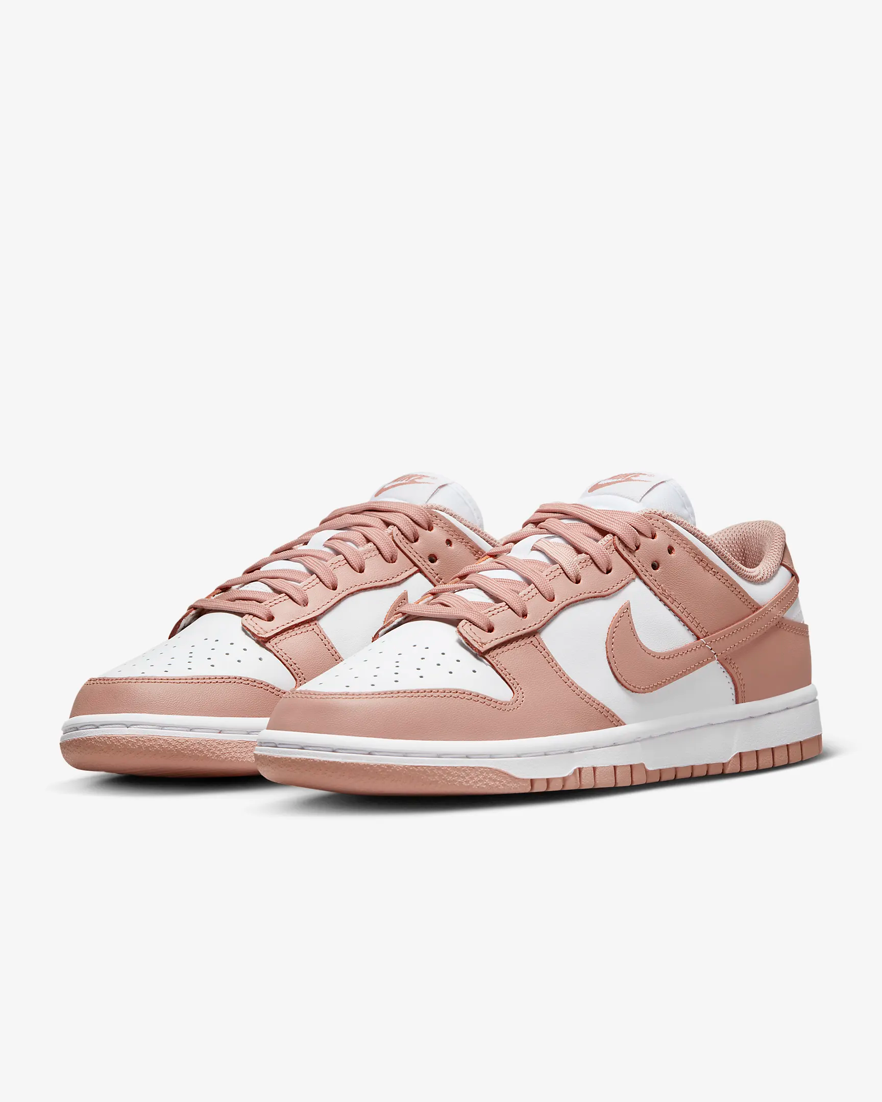 Nike Women's Dunk Low Sneakers - White & Rose Whisper Colorway | Comfortable Casual Shoes for Women | Perfect for Streetwear, Gym & Everyday Fashion