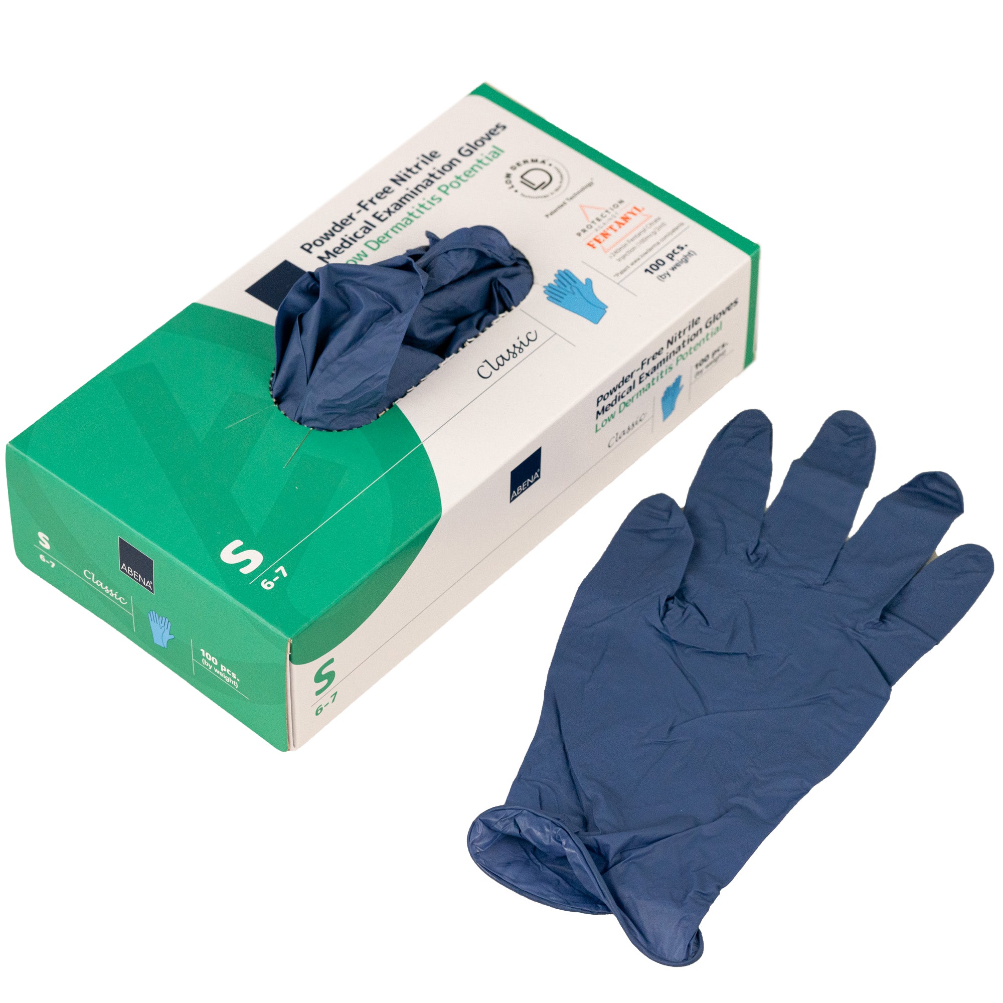 Abena Nitrile Gloves - Chemotherapy Approved, Latex-Free, Powder-Free Disposable Gloves for Medical Use, Food Handling & Cleaning - 100/Box