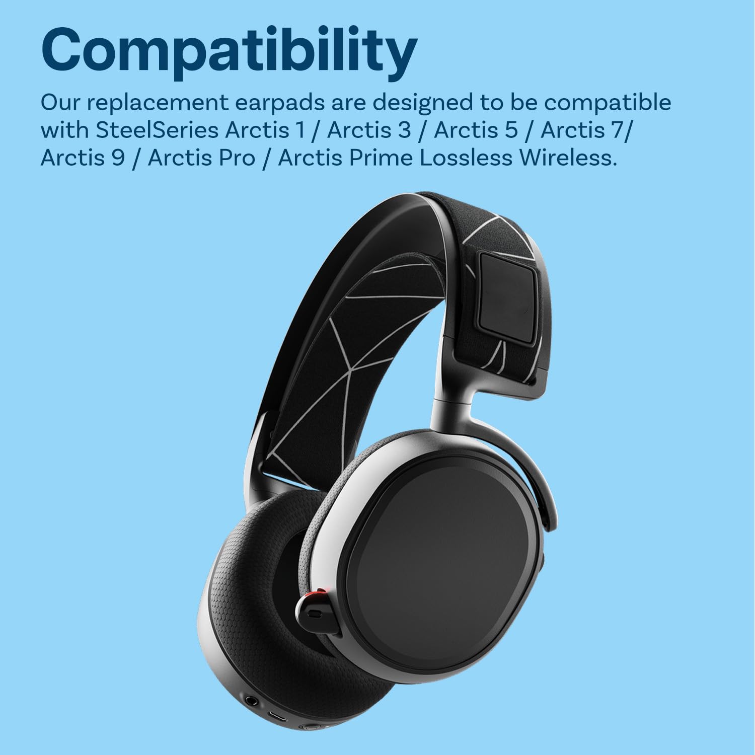 Premium Replacement Ear Pads for SteelSeries Arctis 1/3/5/7/9/Pro & Prime Wireless Gaming Headsets - Breathable Mesh Fabric Cushions (Black) - Perfect for Long Gaming Sessions and Enhanced Comfort