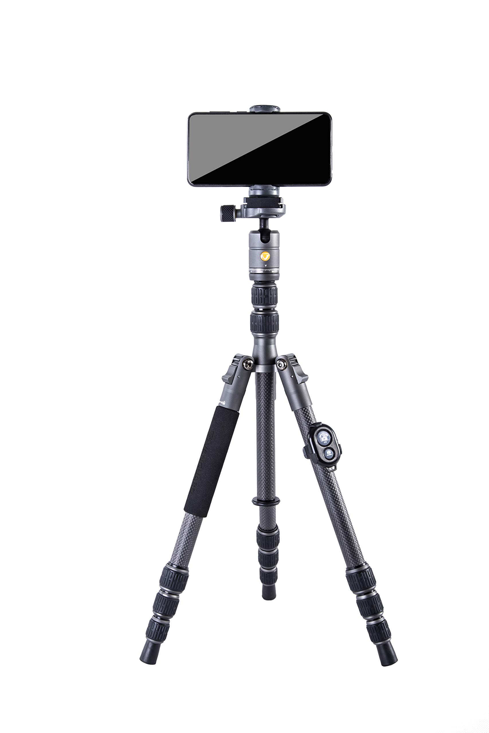 Vanguard VEO3GO204CB Carbon Fiber Travel Tripod - Compact & Lightweight with Ball Head, Monopod, Smartphone Holder & Bluetooth Remote for Photography, Vlogging & Outdoor Adventures