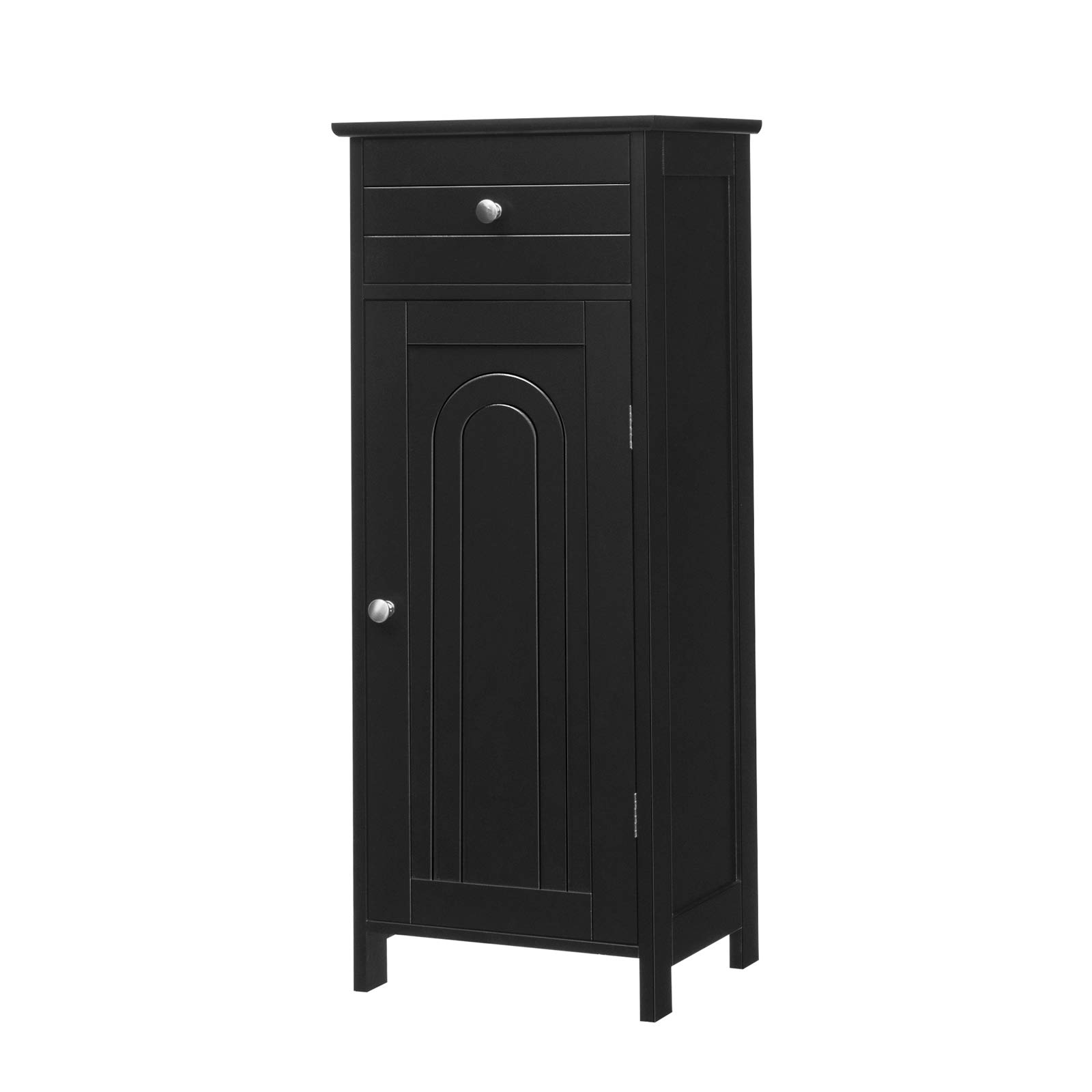 GLACER Floor Storage Cabinet with 2 Adjustable Shelves - Multifunctional Bathroom & Living Room Organizer, 14 x 12 x 34.5 Inches, Black - Perfect for Small Spaces, Bathroom Essentials & Home Decor Storage