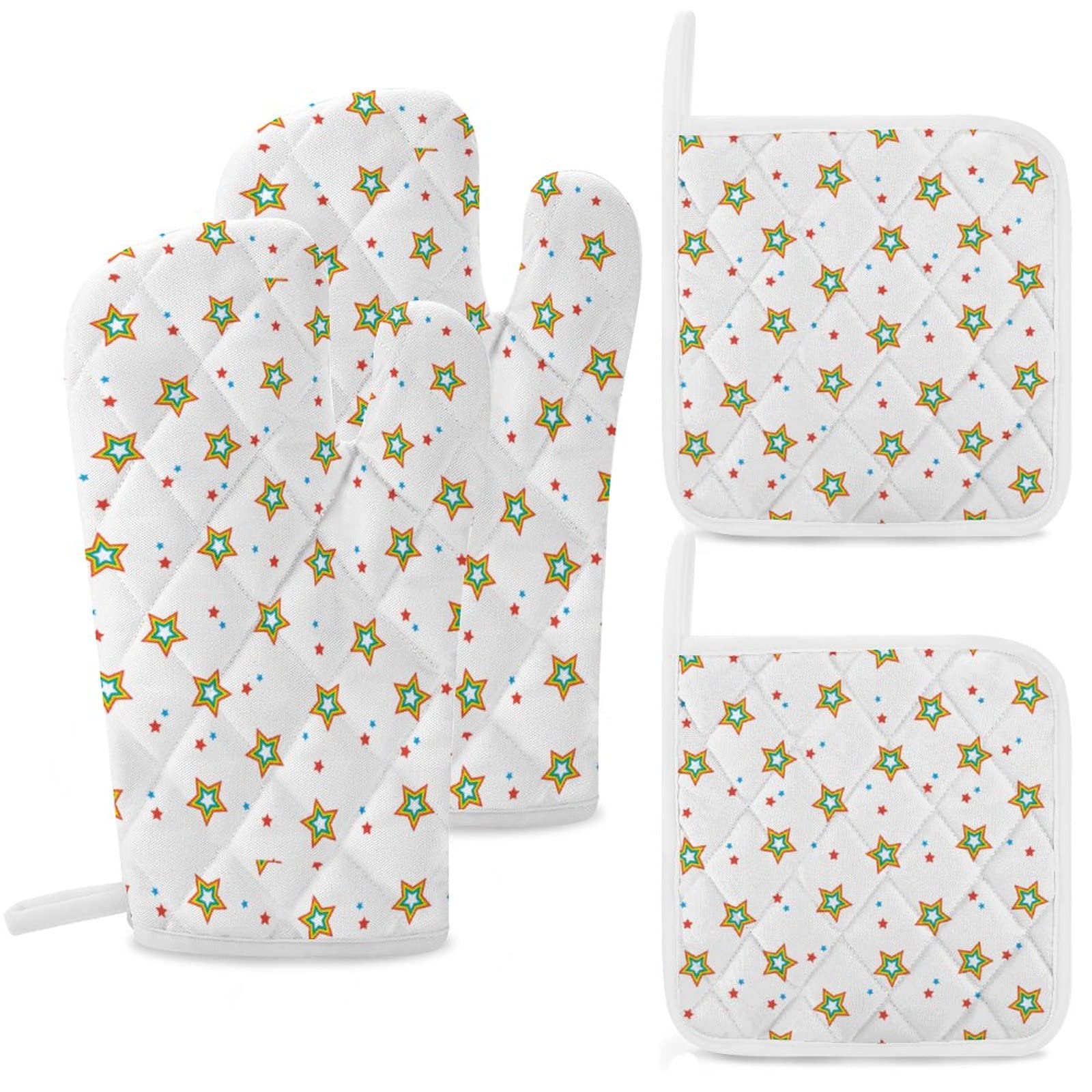 Custom Photo Oven Mitts & Pot Holders Set of 4 - Heat Resistant Kitchen Gloves for Baking, Cooking, BBQ - Personalized Microwave Safe Non-Slip Oven Gloves - Funny Gift Idea for Home Chefs & Grill Masters