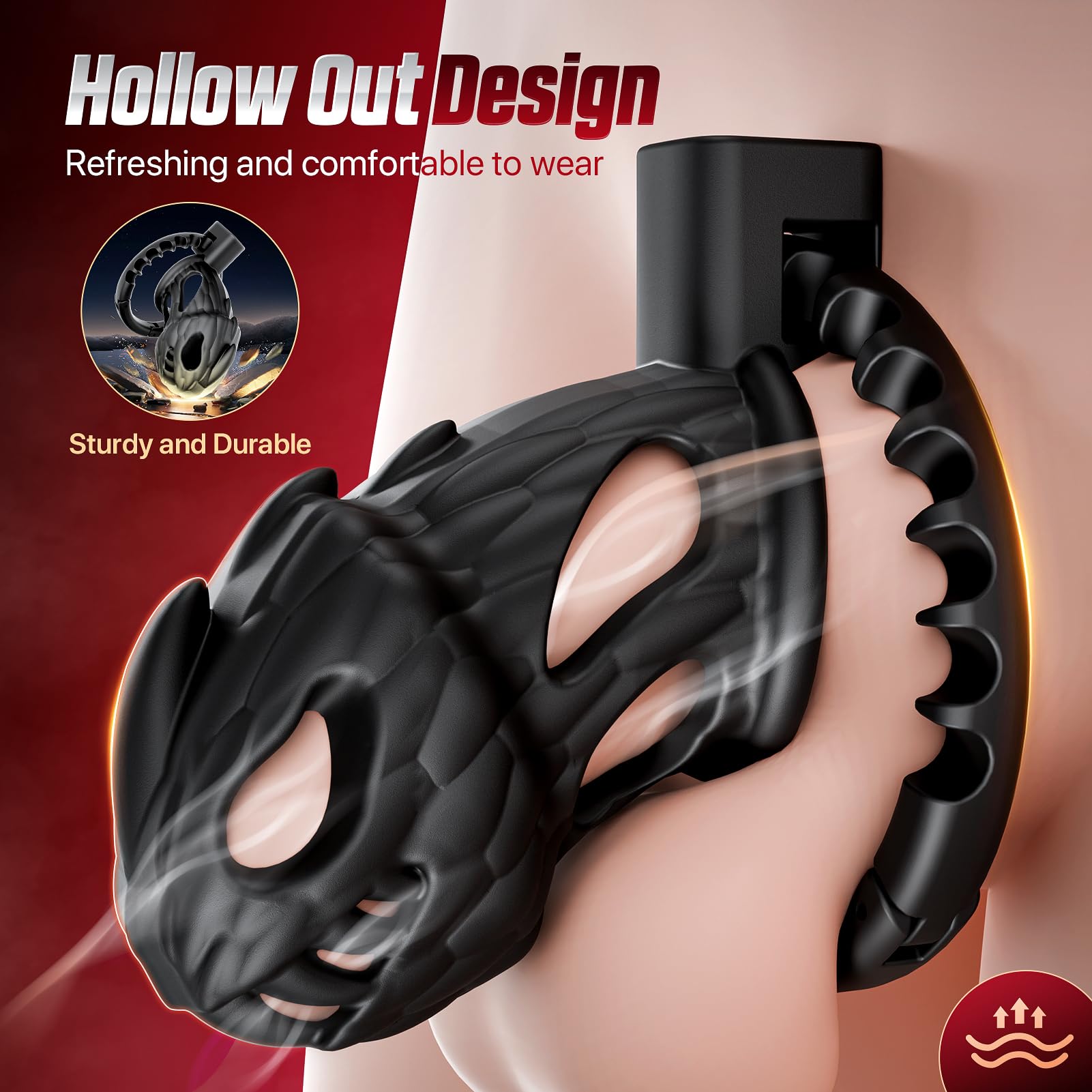Premium Male Chastity Cage - Large Lightweight Chastity Device with Adjustable 8 Sizes & Invisible Lock - Penis Exercise Bondage Gear - Adult Sex Toys for Men & Couples - Perfect for BDSM, Role Play & Long-Term Wear