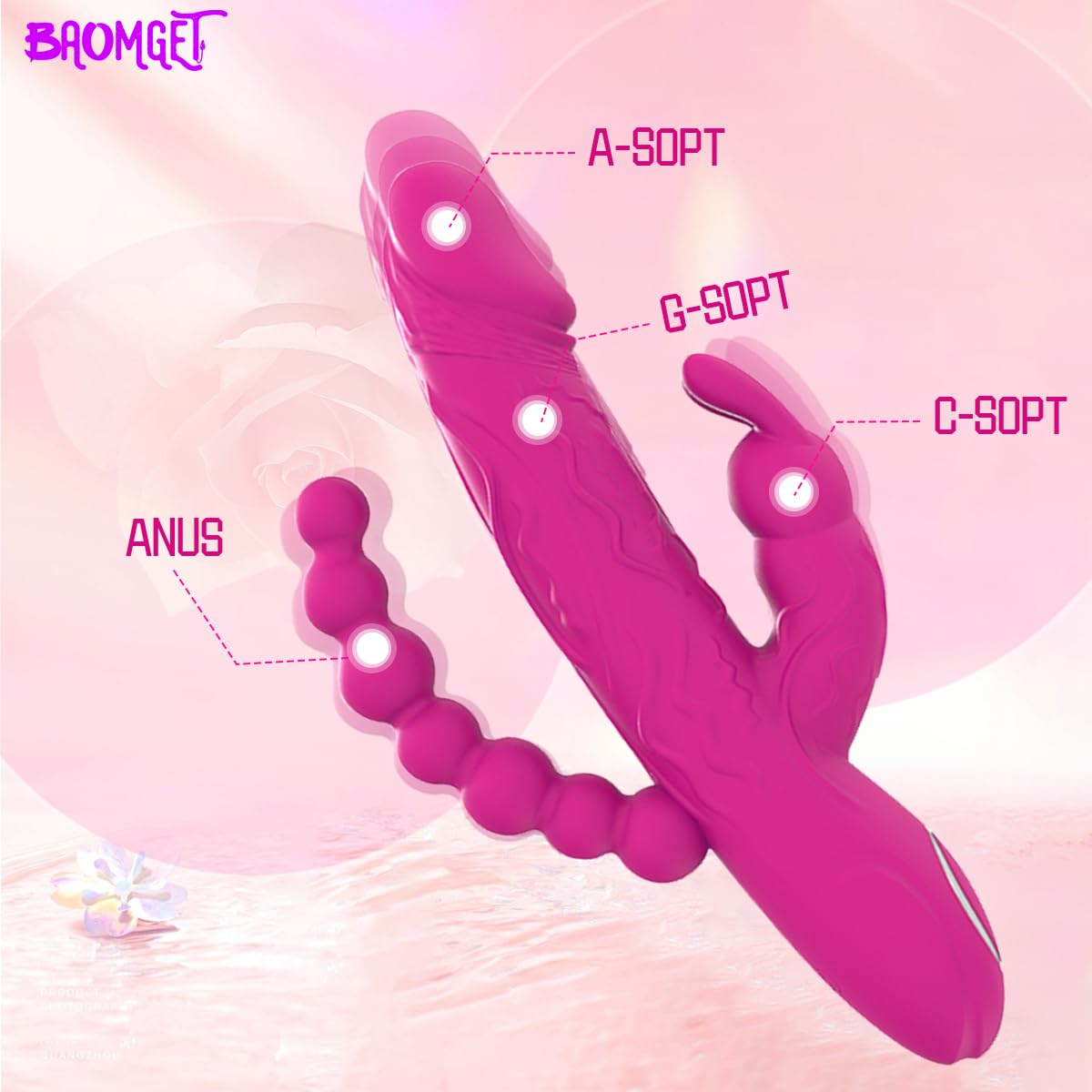 3 in 1 Realistic Bendable Rabbit Vibrator with Anal Beads - 10 Powerful Vibration Modes for G-Spot, Clitoral & Anal Stimulation - Adult Sex Toy for Women & Couples - Perfect for Solo Play, Foreplay & Spicing Up Your Intimate Moments