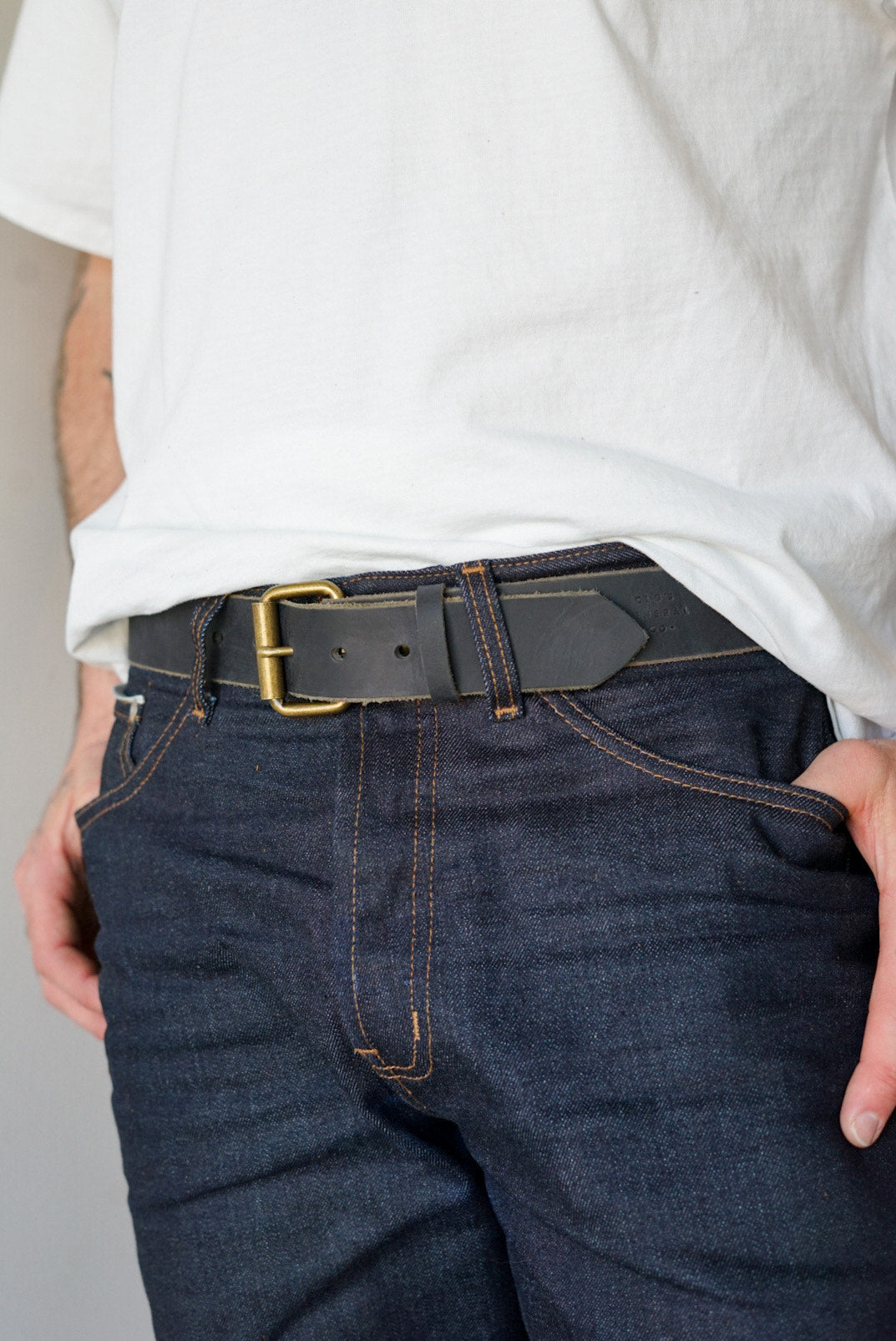 Premium Water Buffalo Leather Belt with Brushed Brass Hardware - Durable & Stylish for Men | Perfect for Casual, Business & Formal Outfits