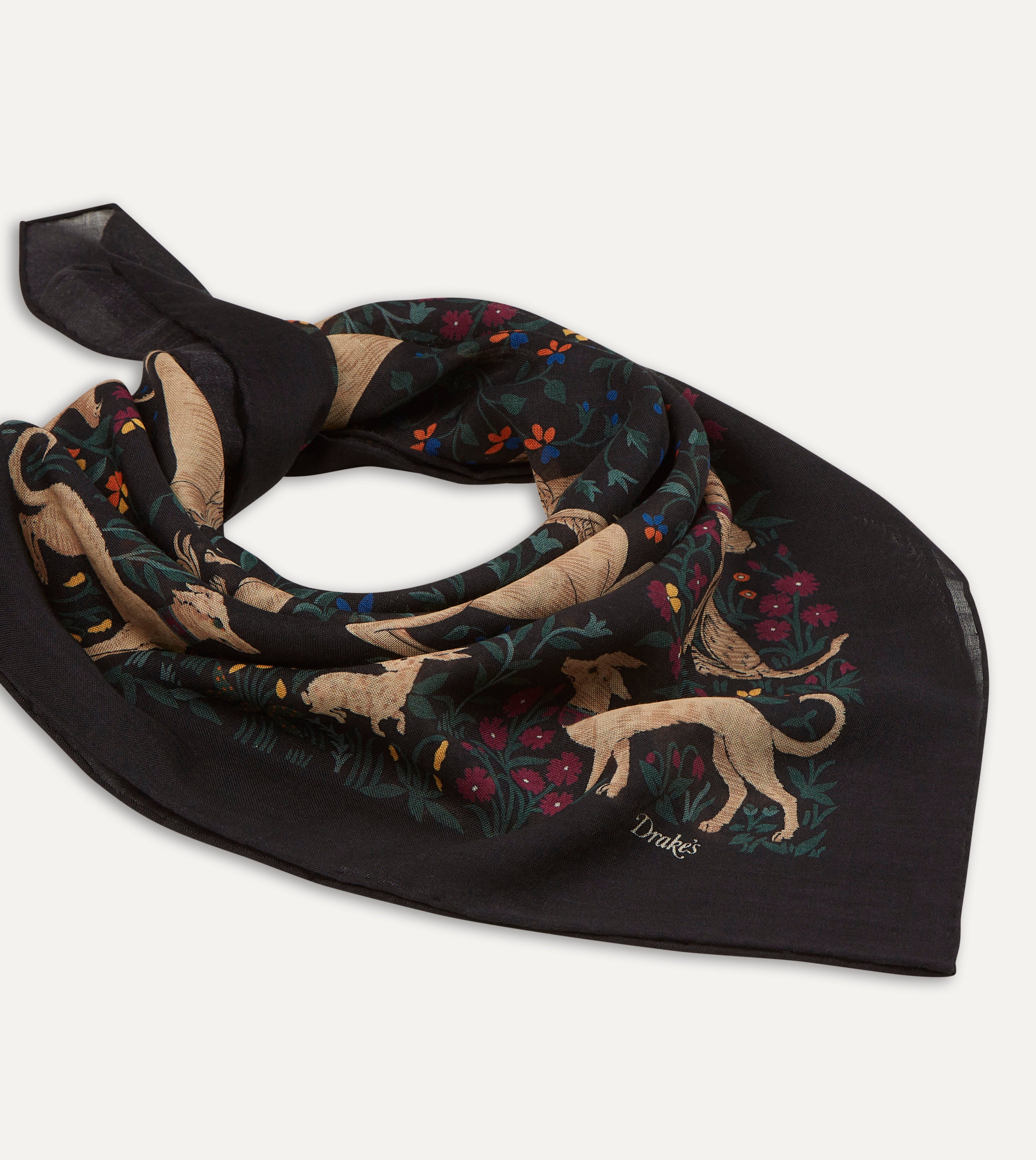 Black Unicorn Print Wool Silk Square Scarf - Stylish Fashion Accessory for Women, Perfect for Winter Outfits, Office Wear, and Gift Giving