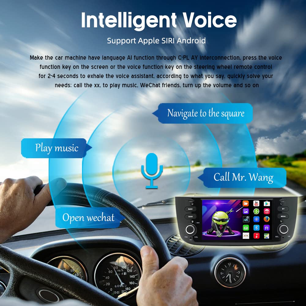 BOOMBOOST 7 Inch 2 Din Android Car Stereo with Wireless Android Auto - Touch Screen Car Player, GPS, Mirror Link, WiFi, Bluetooth, FM - Compatible with Fiat Punto + 12 LED Backup Camera - Perfect for Hands-Free Navigation & Music Streaming