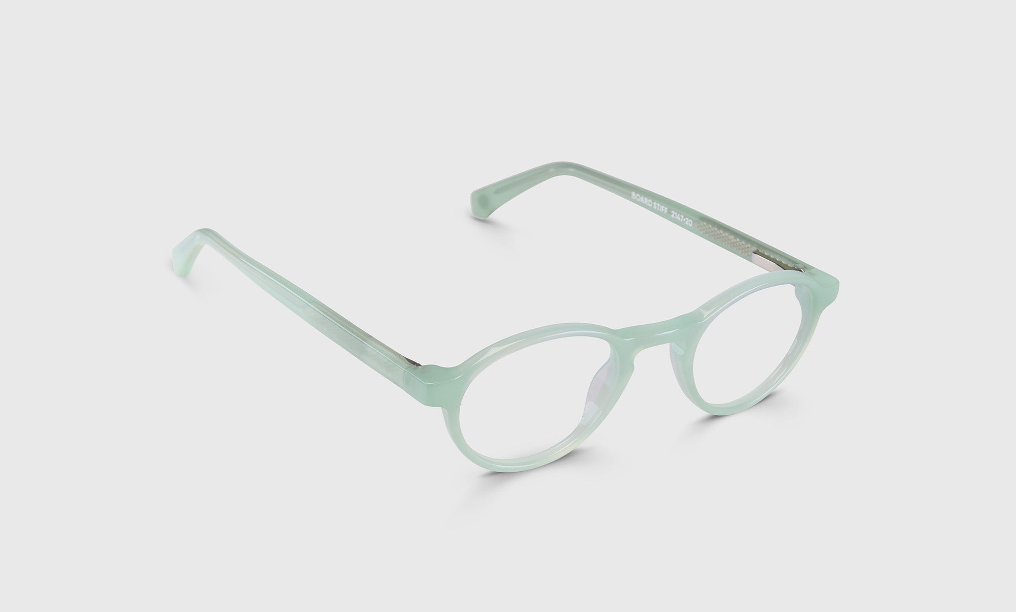 Board Stiff Narrow Color 20 Milky Mint Front and Temples - Stylish Eyeglass Frames for Women & Men, Perfect for Reading, Work, and Everyday Wear