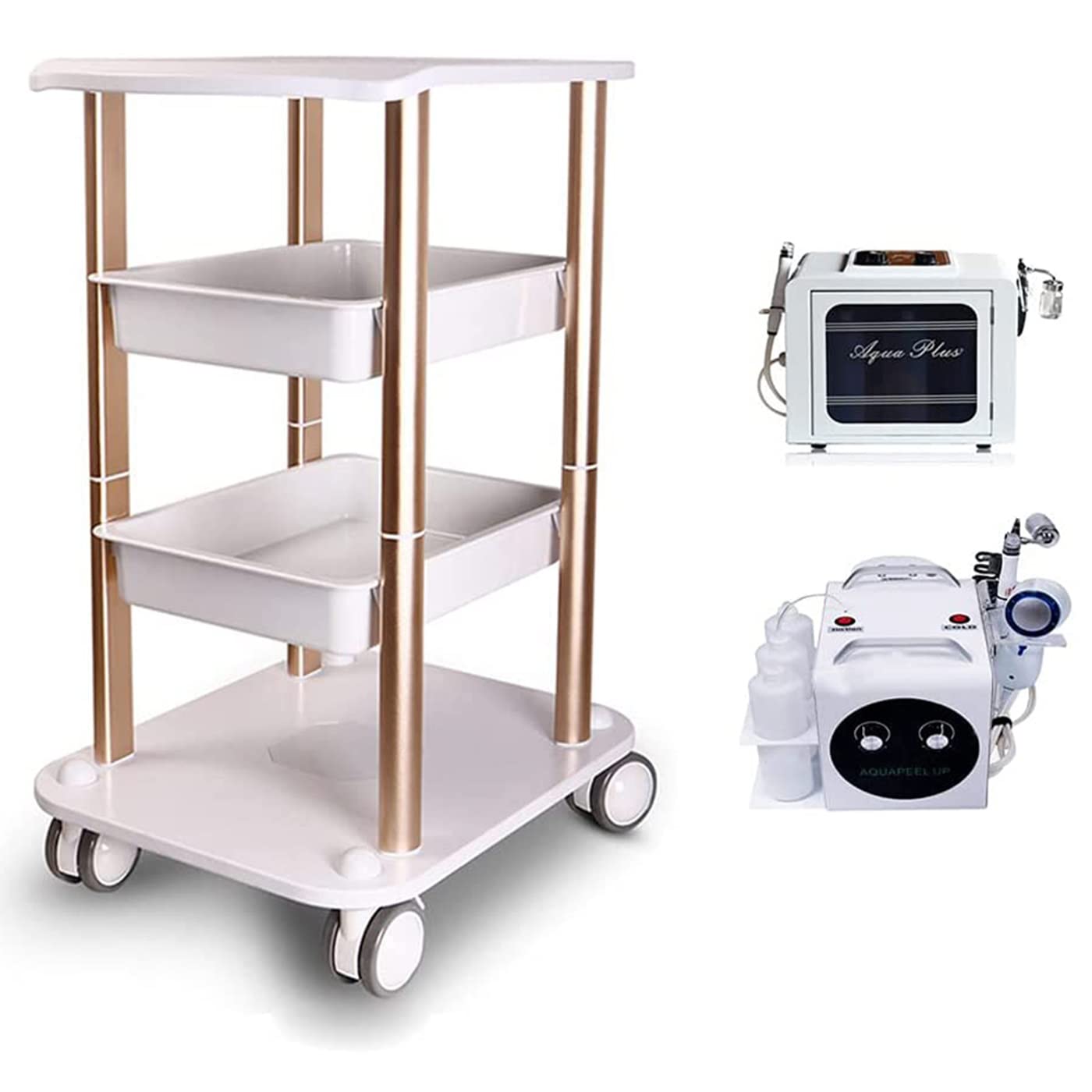 3-Tier Rolling Beauty Salon Cart with Wheels - Multifunctional Spa Trolley Stand for Equipment Storage, Mobile Utility Cart for Salon, Kitchen & Home Organization
