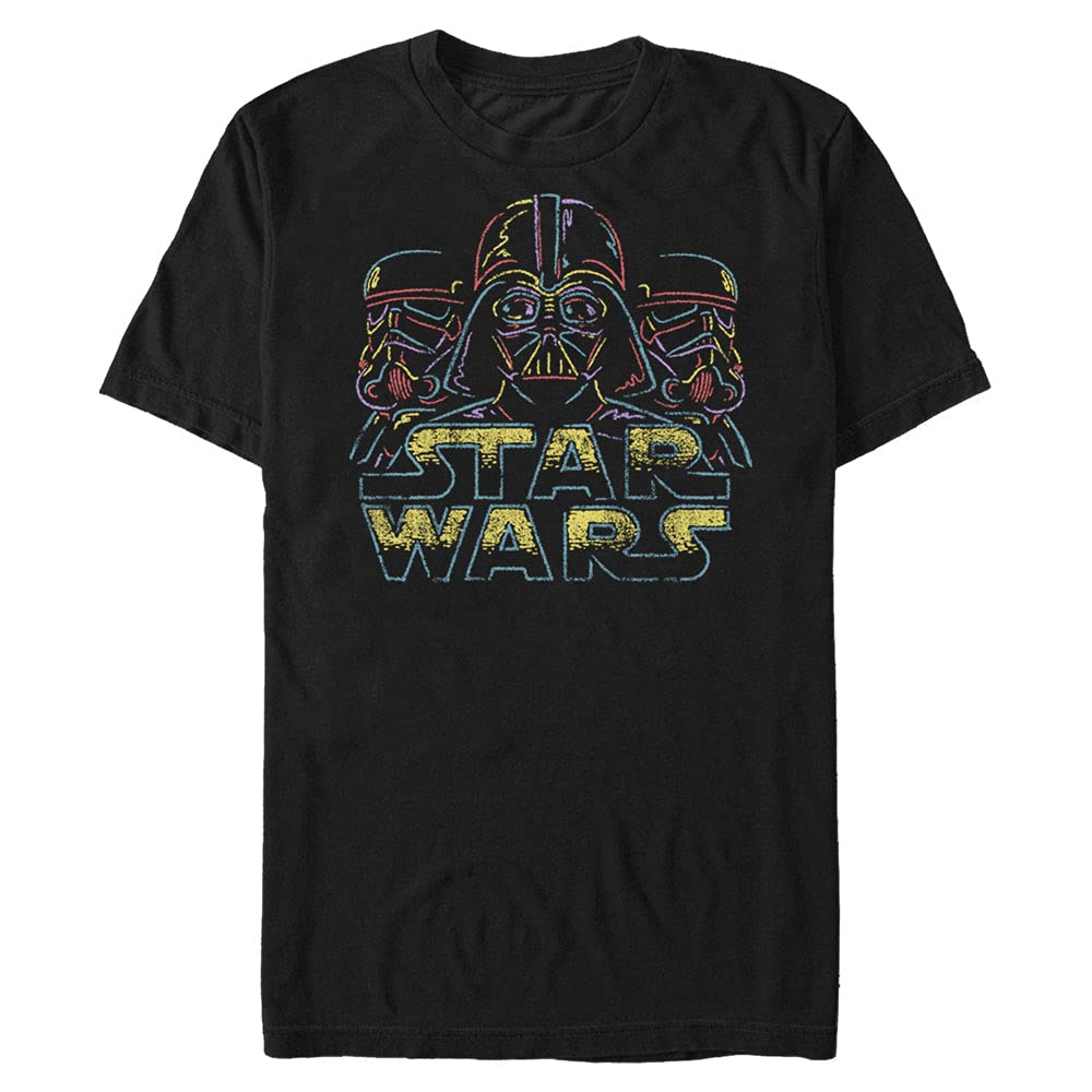 STAR WARS Men's Neon Chalk Wars Graphic T-Shirt - Cool Sci-Fi Movie Tee for Fans, Cosplay & Casual Wear